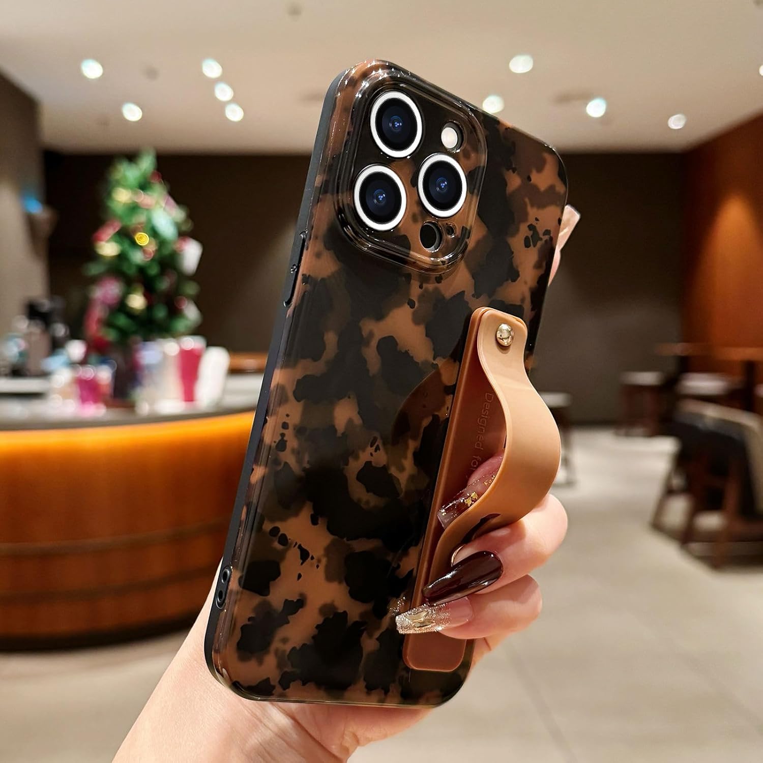 LAPOPNUT for iPhone 15 Pro Case with Wrist Strap, Cheetah Leopard Tortoise Shell Print Shockproof Soft TPU Protective Case for Women Girls, Slim Anti Scratch Case for iPhone 15 Pro 6.1 Inch,Brown - Image 7