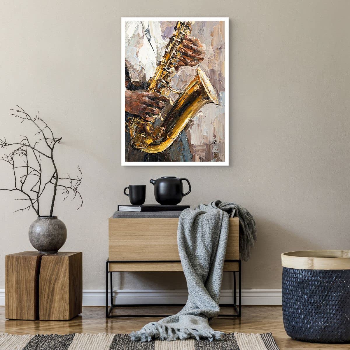 Affiche Encadrée Musicien Saxophoniste Noir Moderne ARTTOR - 30x40cm