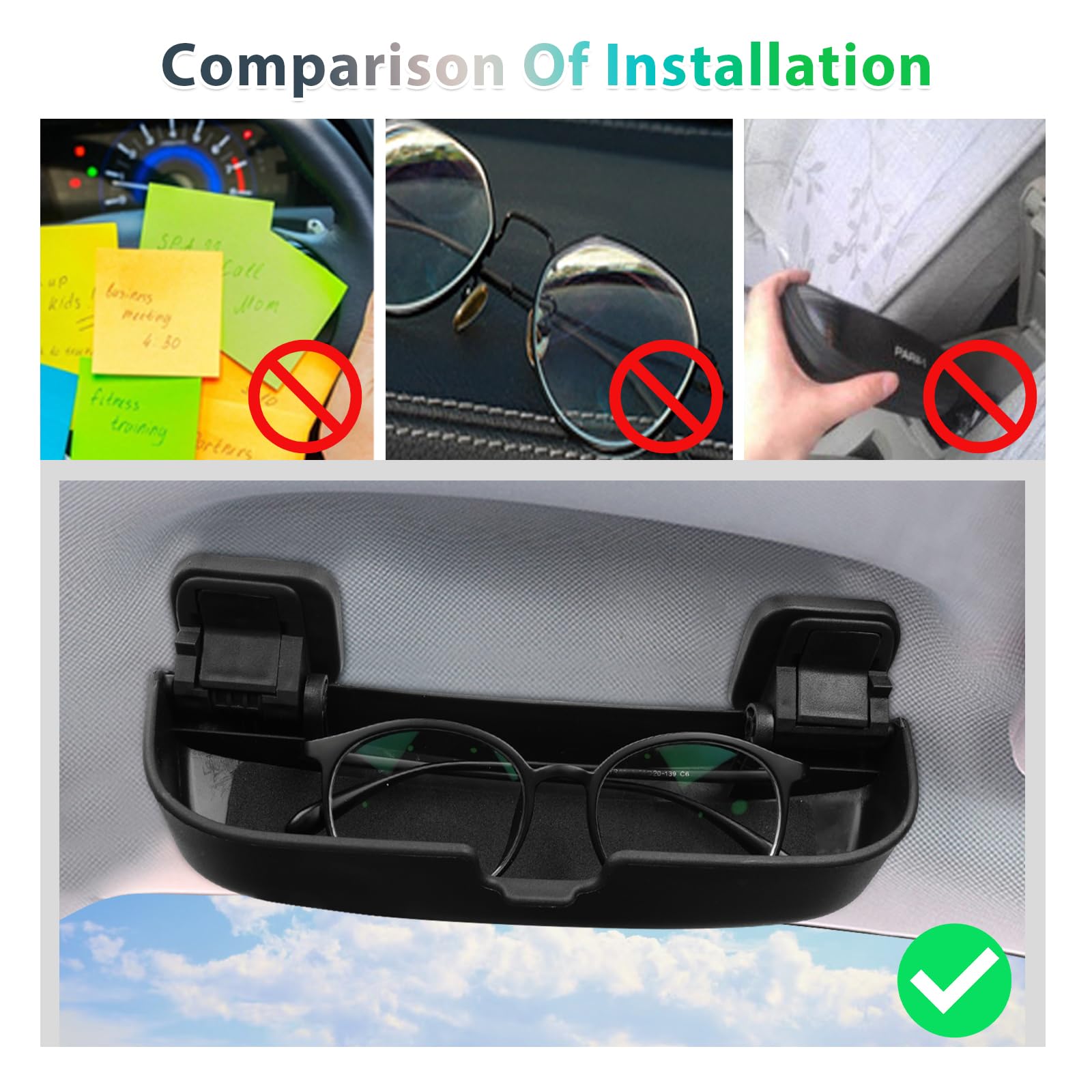 GAFAT [Mejorado 2020-2023 2024 Peugeot 208 2008 e-208 e-2008, Peugeot 2008 Soporte de Gafas Caja de Almacenamiento, Peugeot 208 Organizador, Gran Tamaño, OEM Original (Negro)