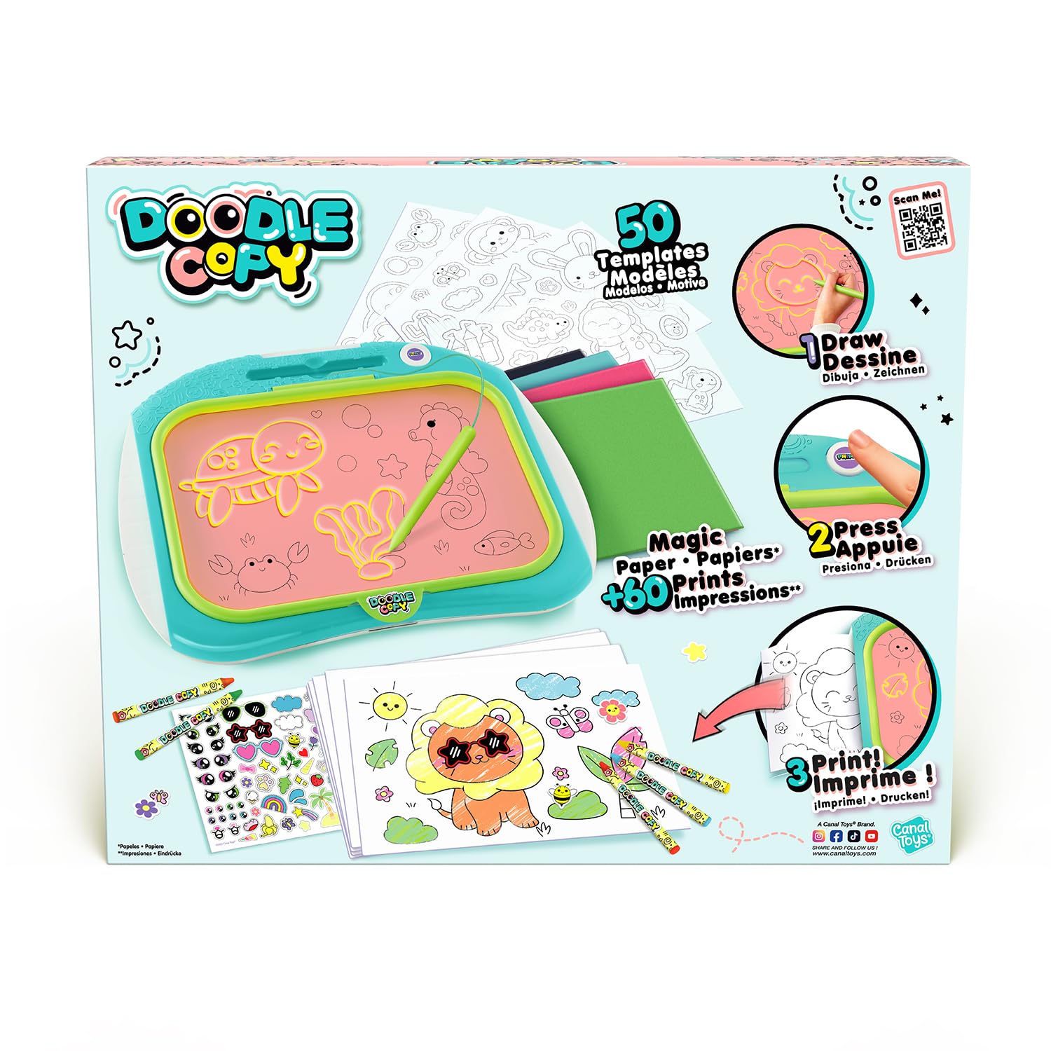 Canal Toys - Tablette Enfant Doodle Copy pour Imprimer Ses Dessins - Compose, Dessine, Imprime et Colorie - Cadeau Enfant 4 Ans + - Loisirs Créatif- 50 Modèles - Tablette Dessin - LIT 004
