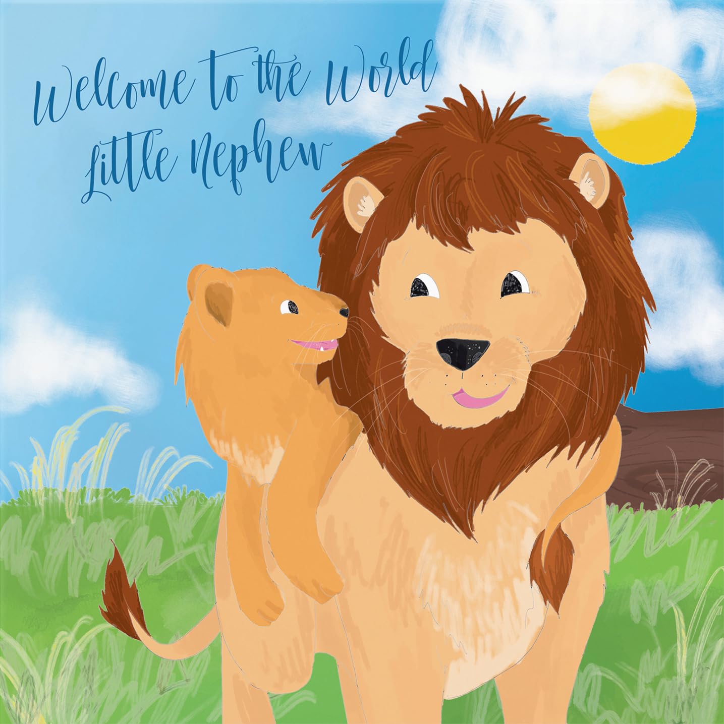 Hunts England - Nephew New Baby Card - Welcome To The World Little Nephew - Cute Lions - Card From Auntie - Uncle - Jungle Collection - Image 2