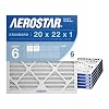 Aerostar 20x22x1 MERV 6 Air Filter, 6 Count, ACTUAL SIZE 19.75 x 21.75 x 0.75, HVAC, Air Conditioning & Furnace Filter for Dust, Lint & Pollen Control MPR 300 FPR 3, Made in USA