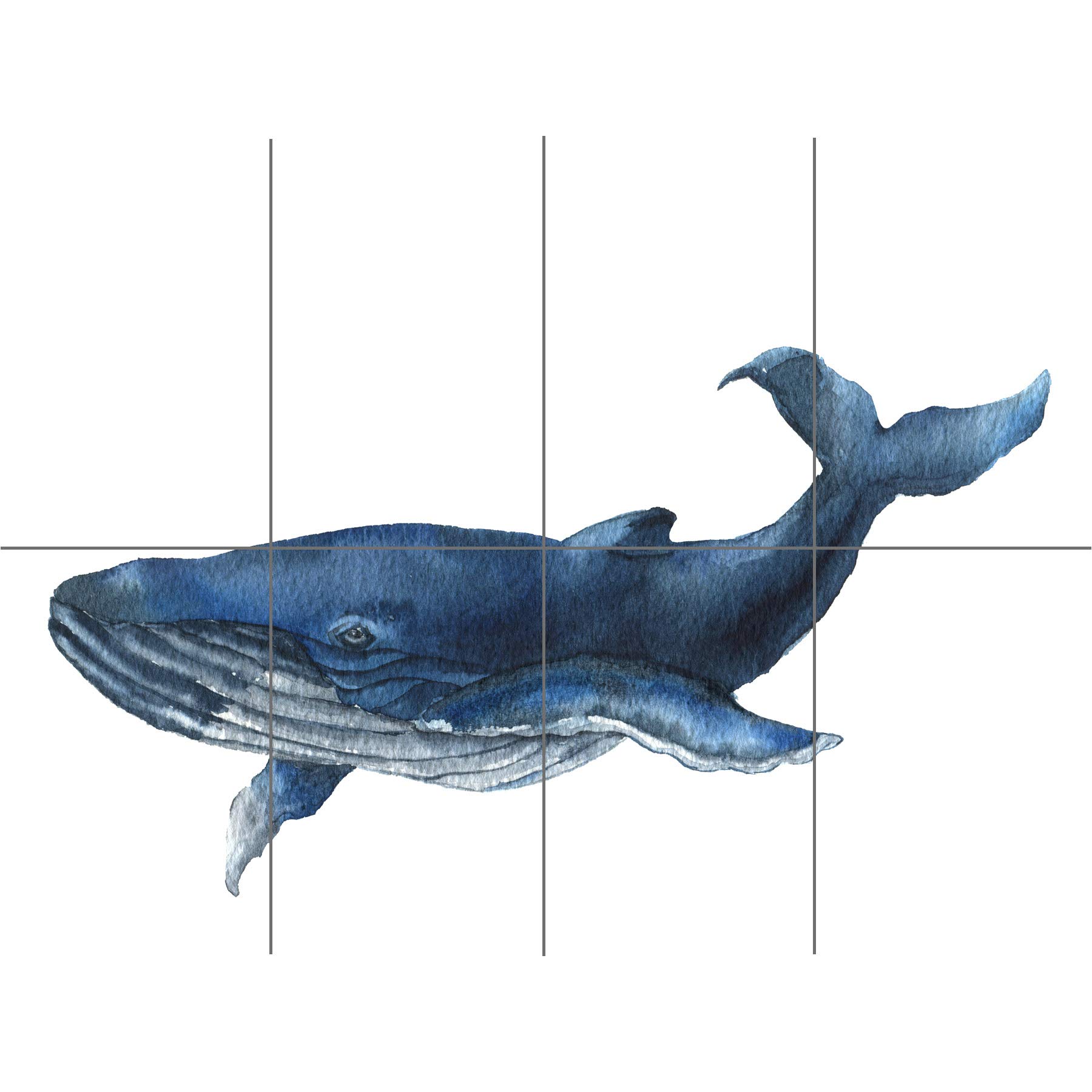 Artery8 Blue Whale Watercolour XL Giant Panel Poster (8 Sections)