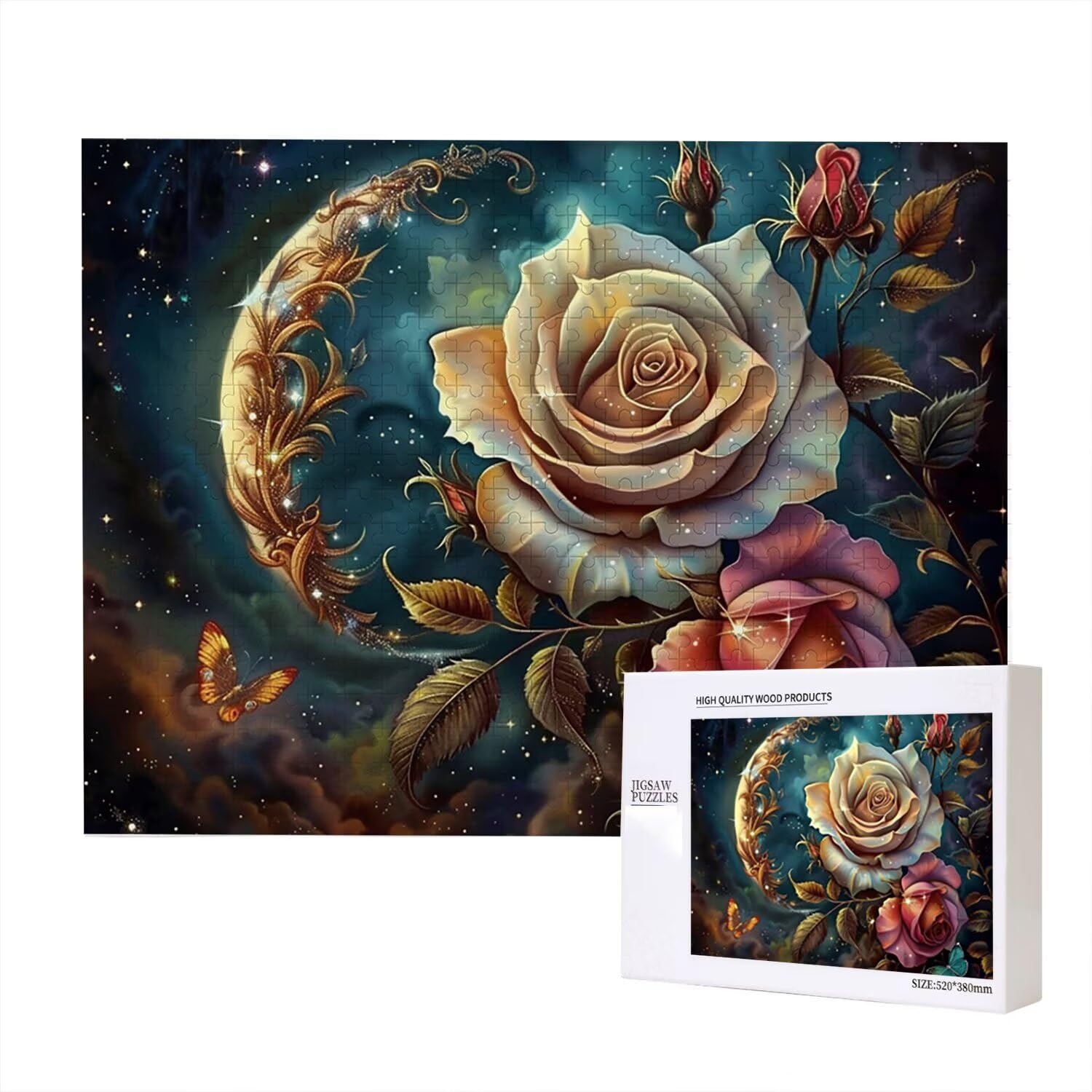 Jigsaw Puzzle, 1000 Pezzi Puzzle Classici, Farfalla Puzzle Rilassamento Intelligence, Mpossibile Difficile Puzzle Impegnativo per Adulti Puzzle Gioco Familiare, Regalo per Amore Amico Rosa fr0-891