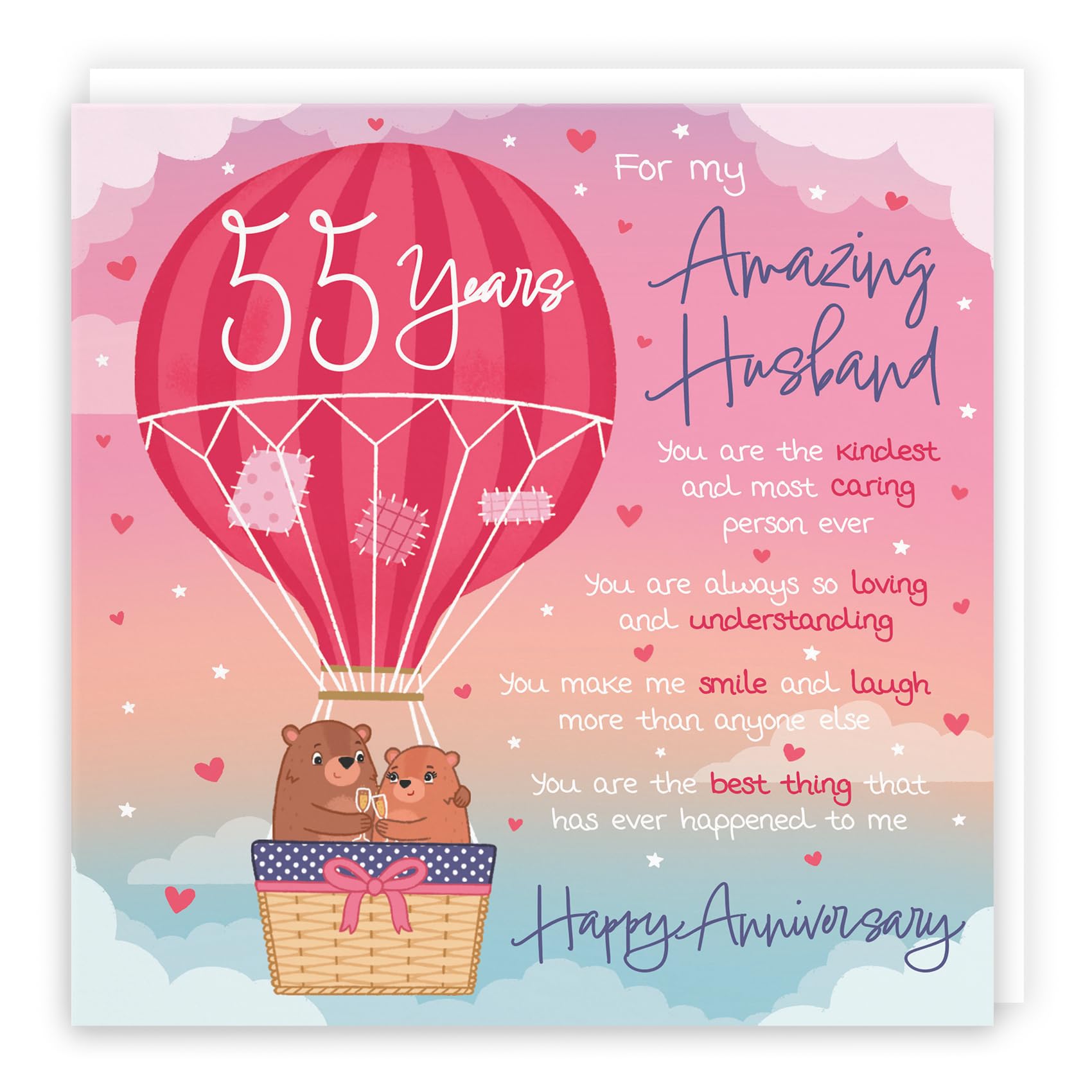 Hunts England, Husband 55th Anniversary Poem Card, Love Is In The Air, Beautiful Love Verse, Cute Bears