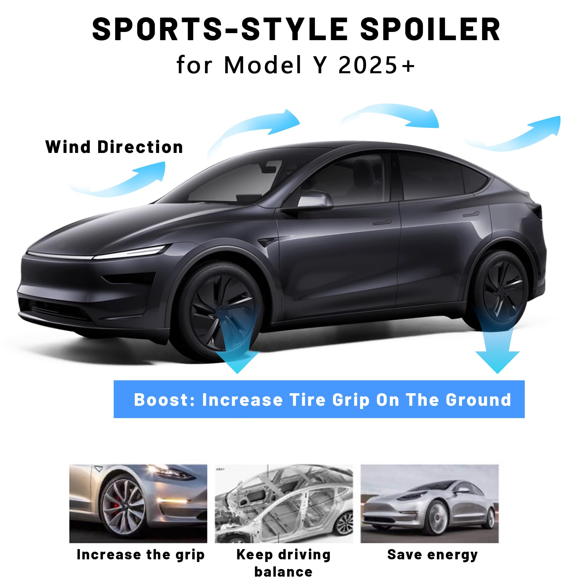 Arcoche Spoiler for Tesla Model Y Juniper 2025 2026, Heckspoiler für Tesla Model Y Juniper 2025 2026, Heckspoiler flügel Performance Heckklappe Heckdeckel, Not for Model Y Standard & Performance