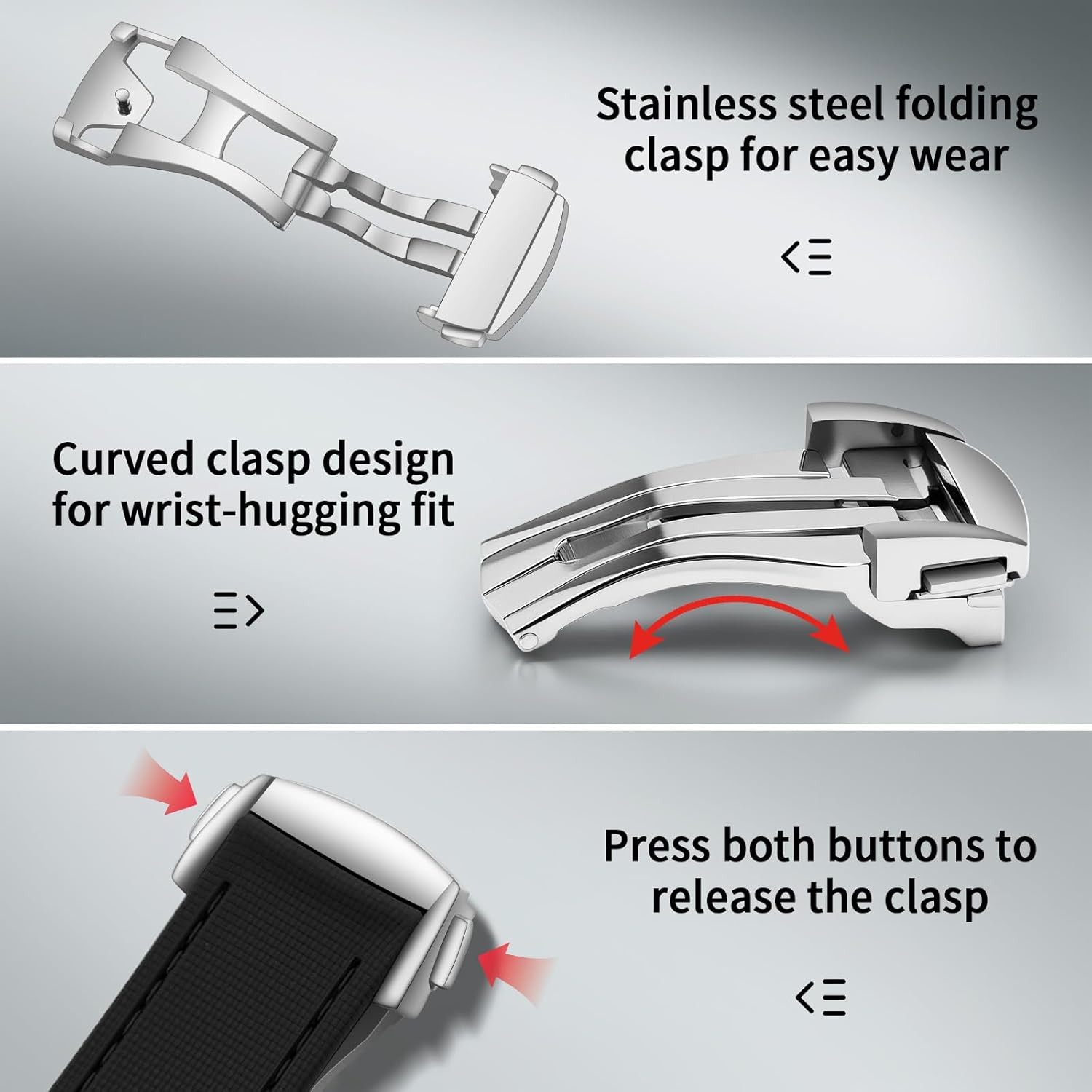 ULLCHRO Watch Strap Watch Band 20mm 22mm Man Waterproof Quick Release Bands Sport Replacement Strap Soft FKM Rubber Watchband - Image 4