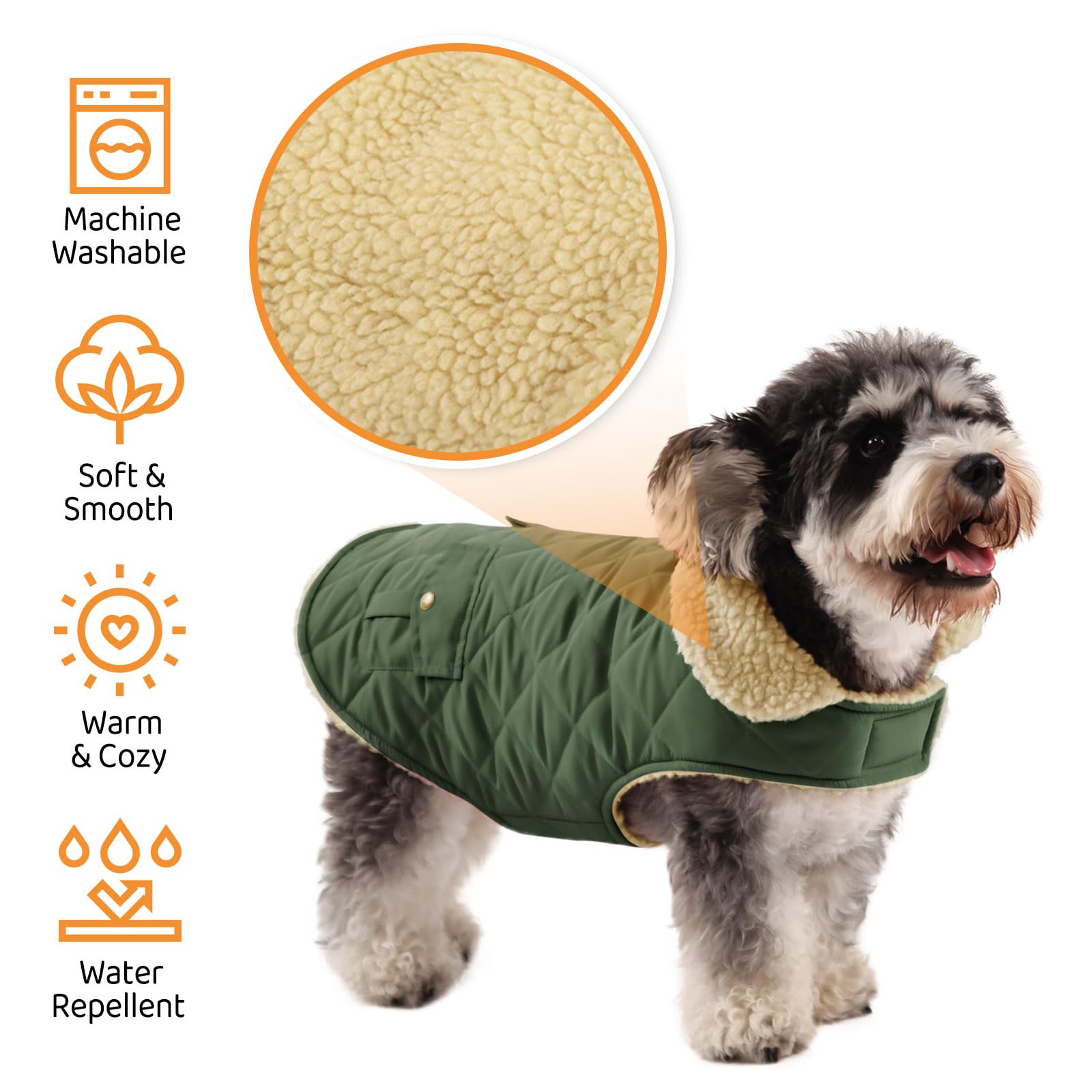 Queenmore Cappotto Cane Grande Caldo Impermeabile Per Bassotto, Bulldog Francese, Greyhound, Border Collie, Labrador, Verde, XL