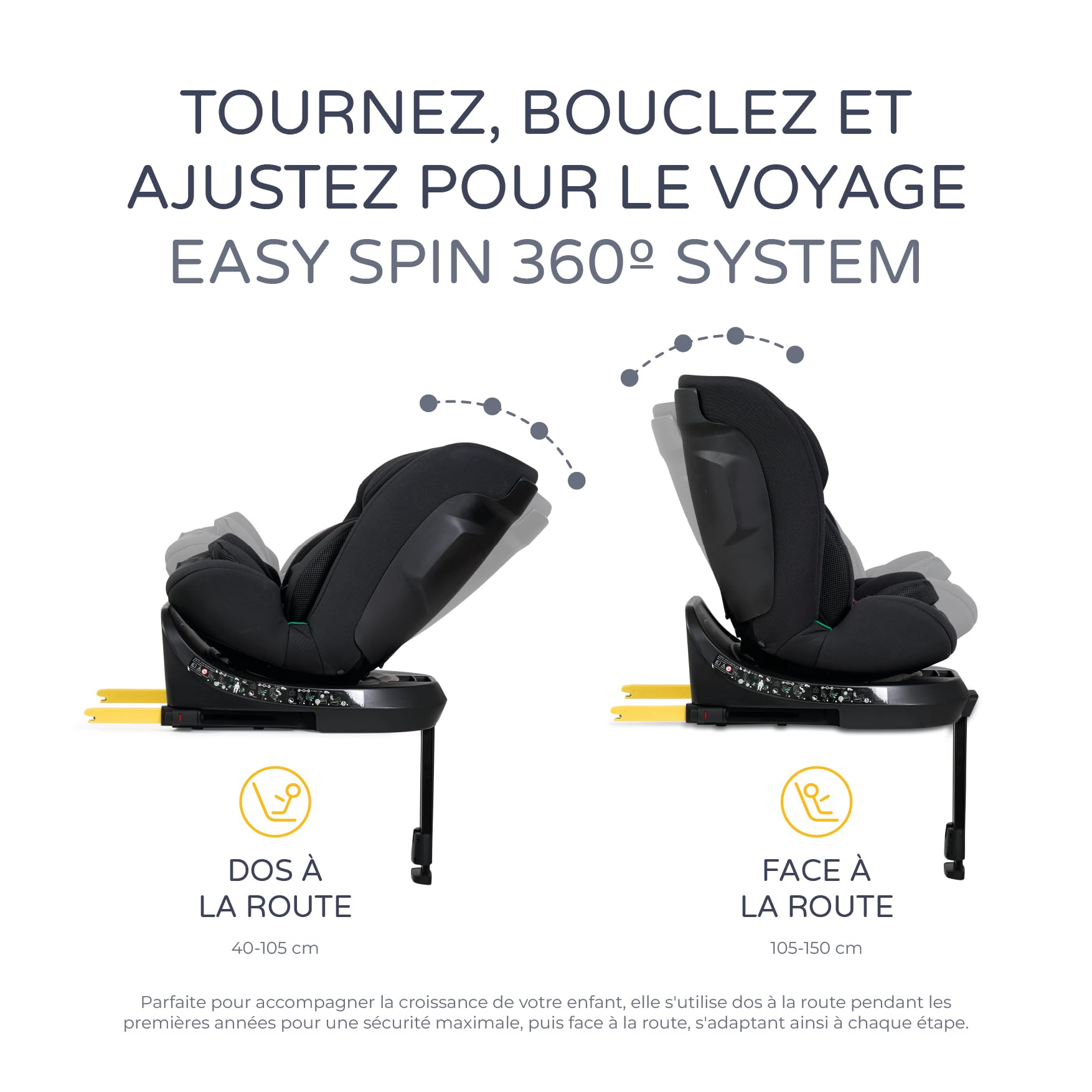 MS BabyWorld – DENVER & CAPRI – Siège-auto i-Size Groupe 0/1/2/3 | 40-150 cm | De la naissance à 12 ans (0-36 kg) | Dos à la route 18 kg | Pivotant 360º Universel (Capri)