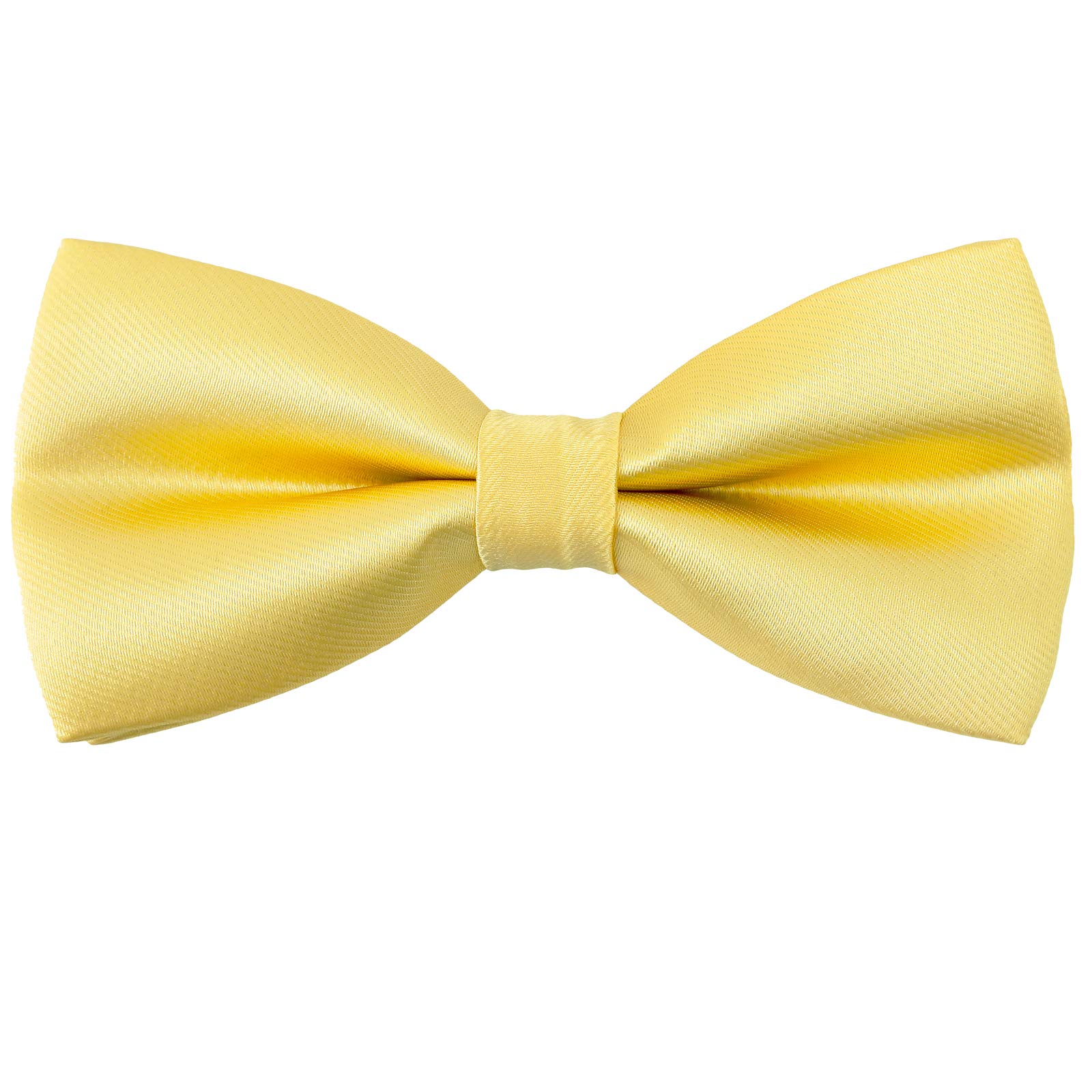 Kajeer Boys Yellow Kids Silk Bow Ties - Adjustable Pre-Tied Solid Bowties For Girls Baby Toddler Birthday Wedding Party Photo