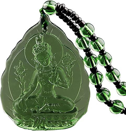Salwosai Colgante de tara verde – Kuan Yin Diosa de la Compasión Misericordia Cr