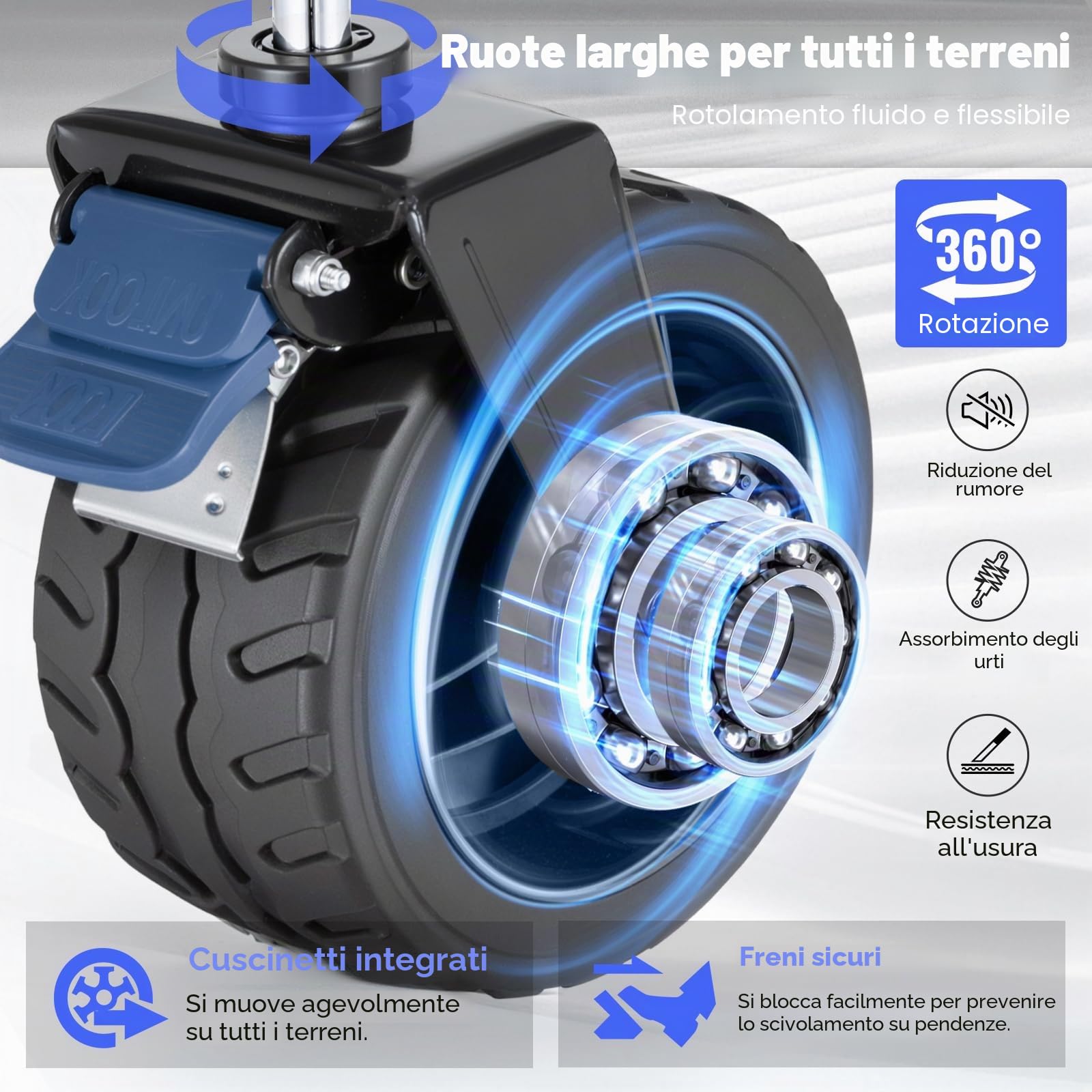 Overmont Carrello da Giardino Pieghevole con Ruote - Carrello da Spiaggia per Tutti i Terreni - Capacità Carico 150kg 150L per Festival Campeggio Picnic Sport Shopping Blu