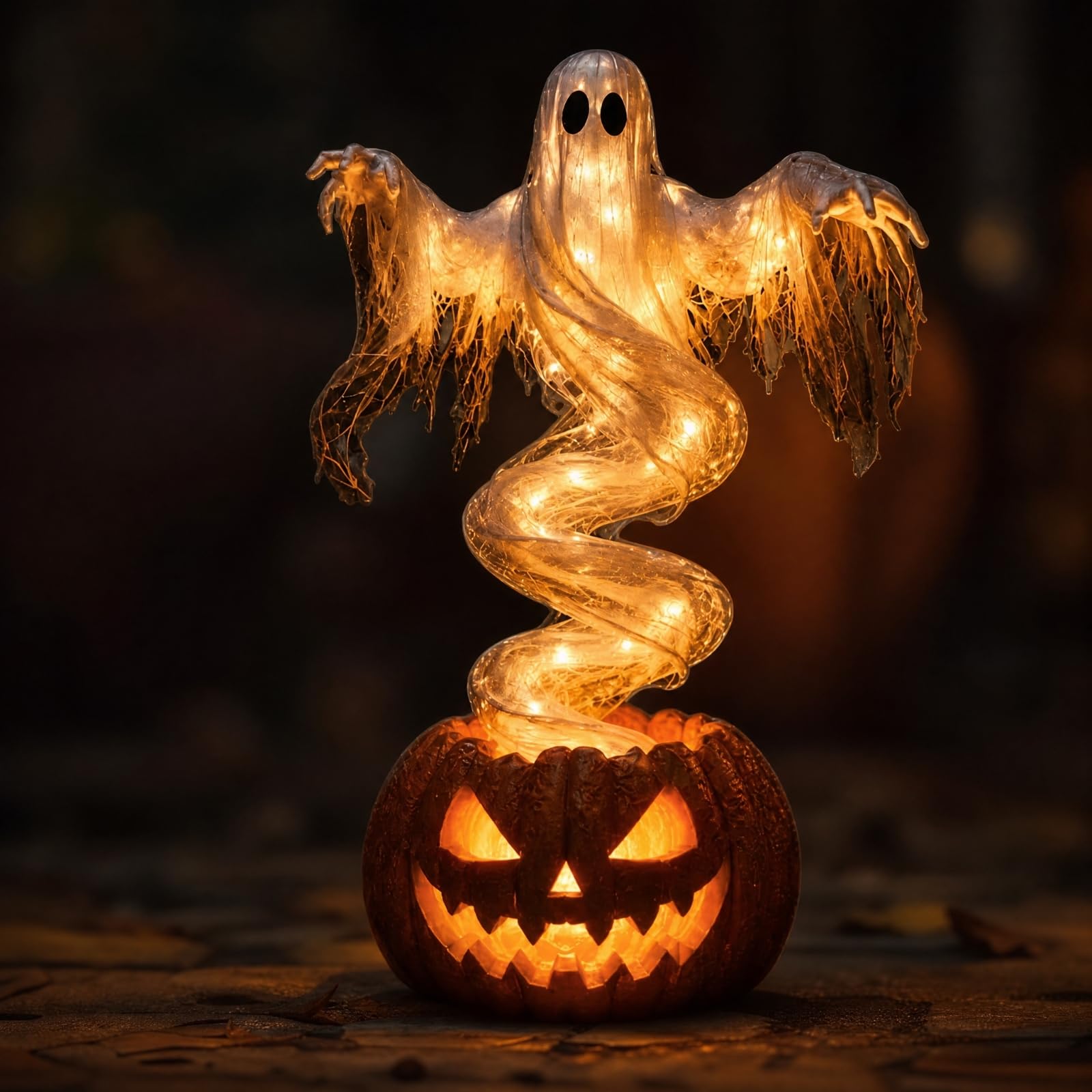 perfeclan Lámpara Halloween Fantasma para Jardín con Figura Espíritu Iluminación Cálida Sonrisa ntada Acuada para coración Porche Entrada Hogar