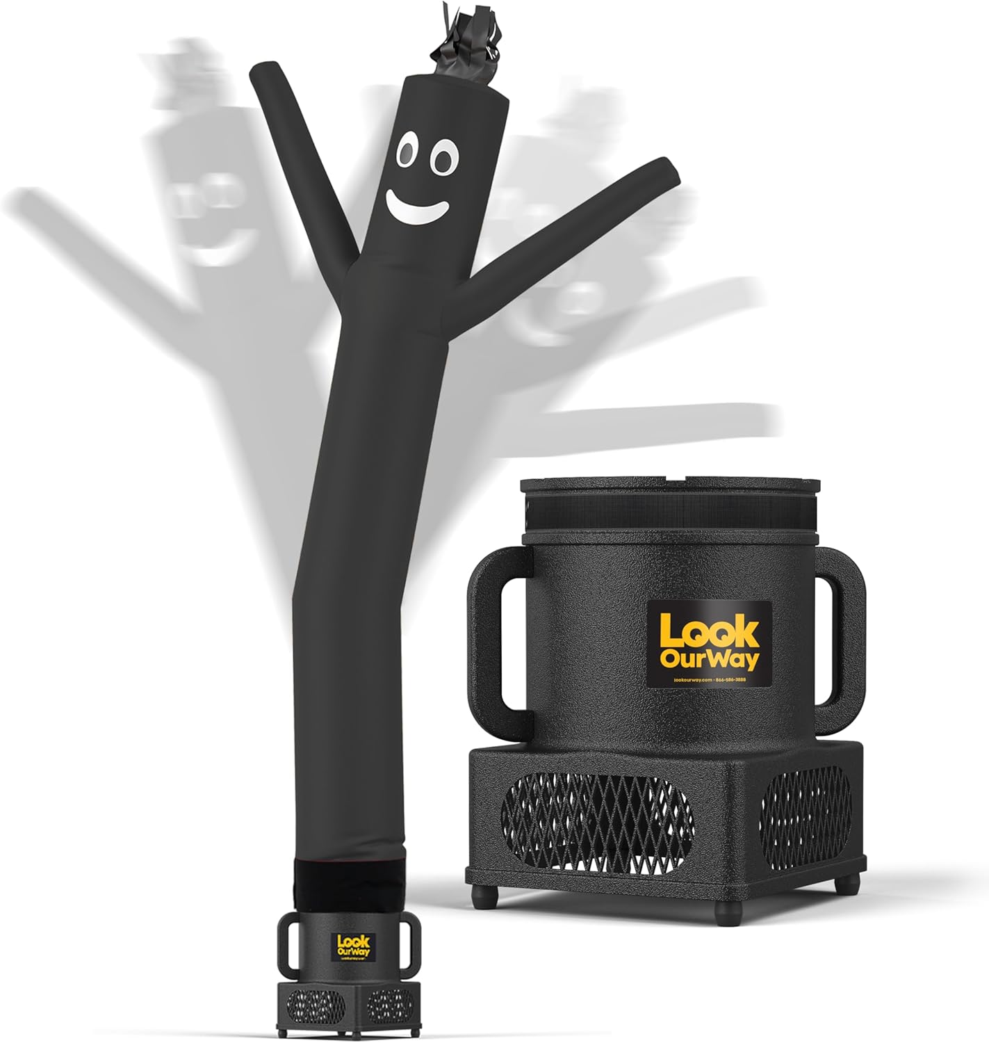 LookOurWay Air Dancers Wacky Waving Inflatable Tube Man Set - 7ft Tall Advertising Air Dancer Waving Man Inflatable Tube Guy with Sky Dancer Blower - Black