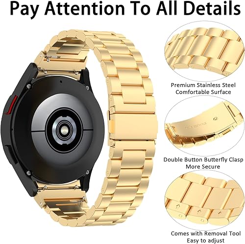 Miniatura 4 de Miimall Correa de metal de acero inoxidable compatible con Samsung Galaxy Watch 4 de 1.732 pulgadas, 1.575 pulgadas, Watch 4 Classic de 1.812