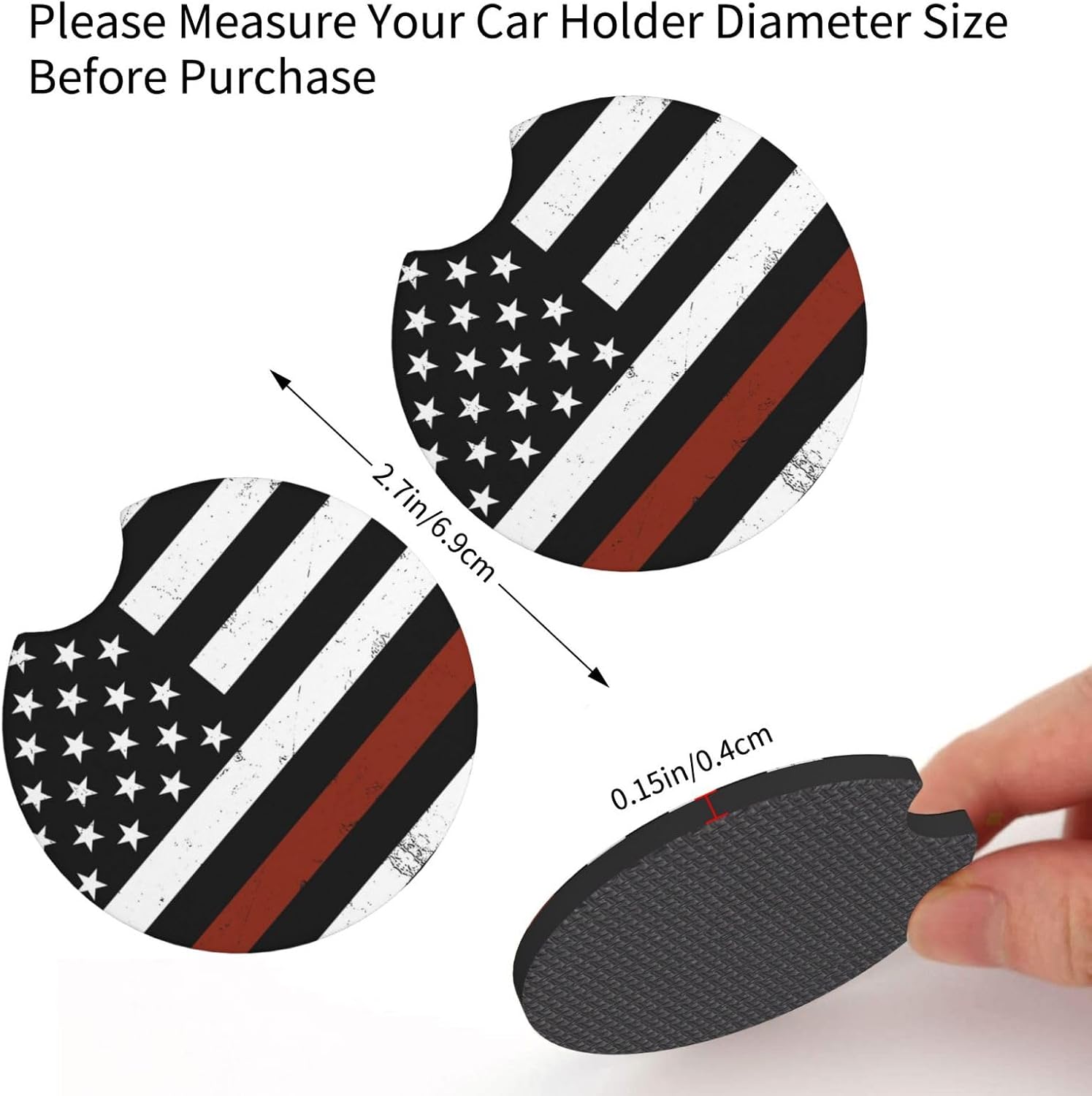 Thin Red Line 3-Pc Car Set: Steering Wheel Cover & 2 Car Coasters image 4