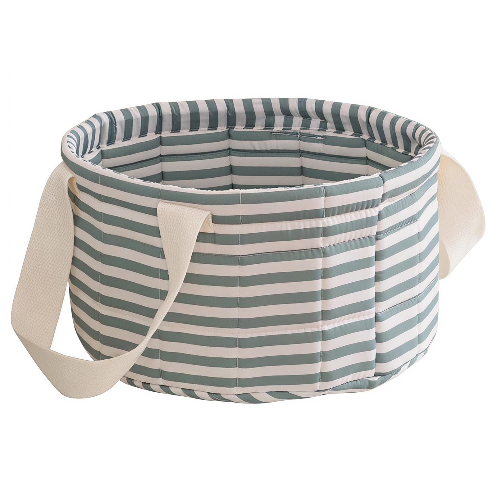 Lightweight Quilted Storage Basket with Handles, Foldable Laundry Hamper,