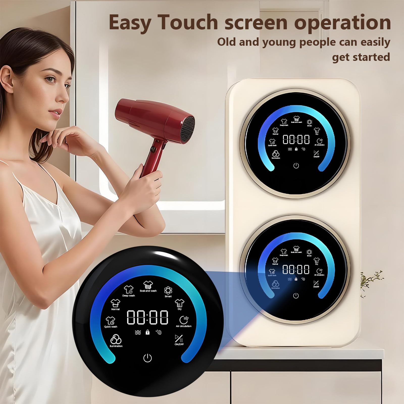 BANGBANGJI Lavadora portátil compacta de 3,5 L con Tina Doble, Ideal para Casas rodantes, Apartamentos y dormitorios Wallmount