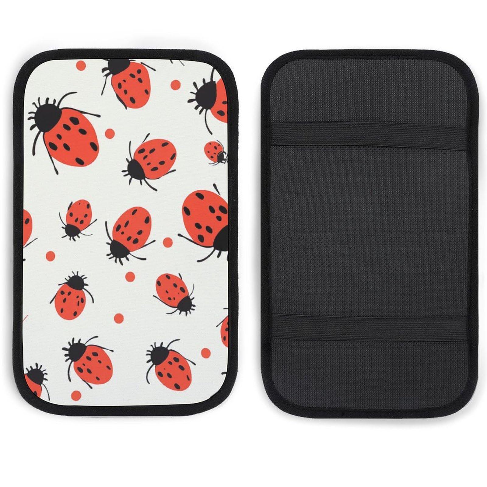 JTREHY Car Center Console Pads, Ladybugs Pattern Infinite Speckled Printed Waterproof Car Armrest Seat Box Cover Universal Car Interior Protection Accessories for SUV, Truck, Car