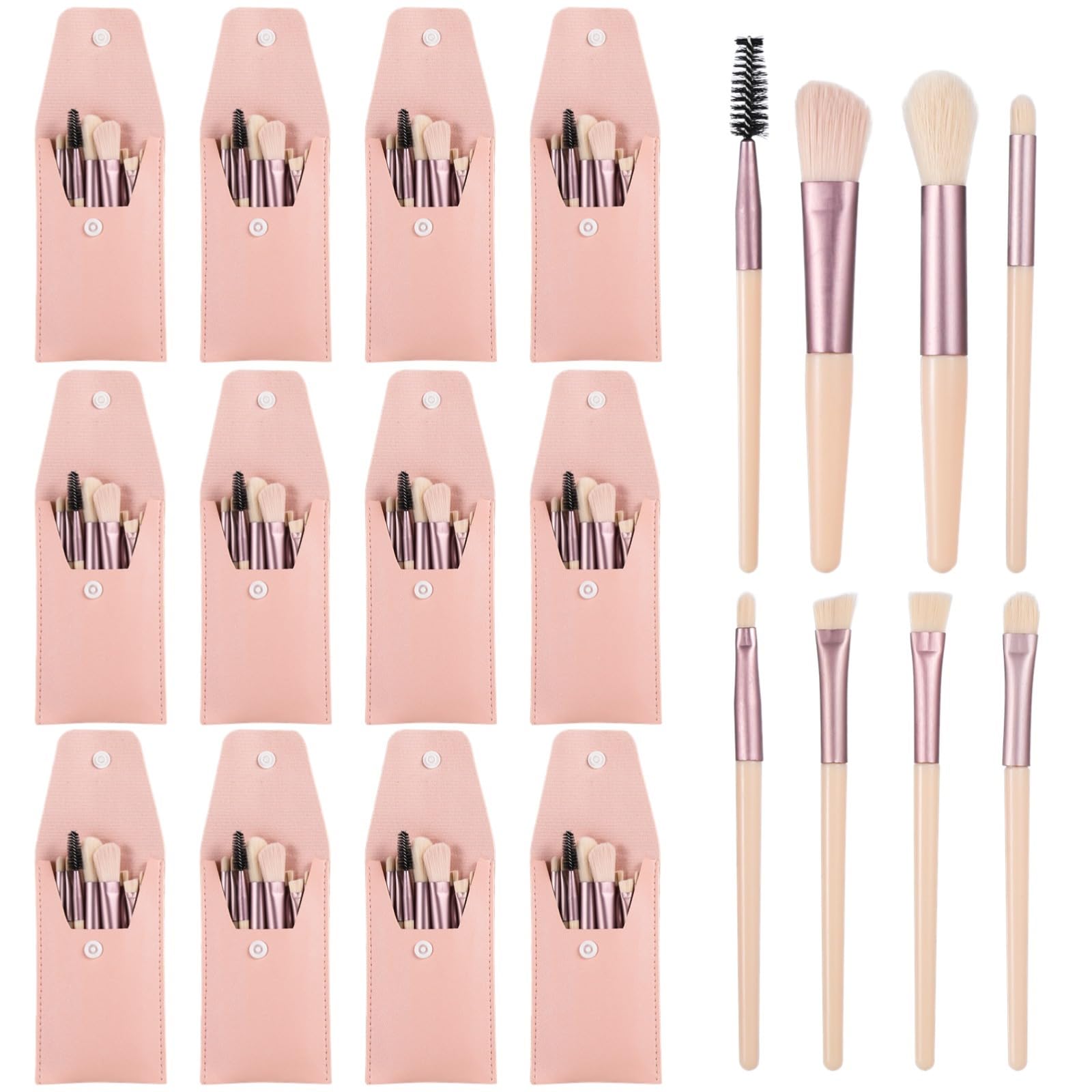 12er-Set Reise-Make-up-Pinsel, Pinsel-Aufbewahrungstasche mit 8 Pinseln, Geschenk für Brautjungfer, Kunstfaser-Pinselset für Gesicht, Rouge und Lidschatten, tragbar für Hochzeiten und Partys