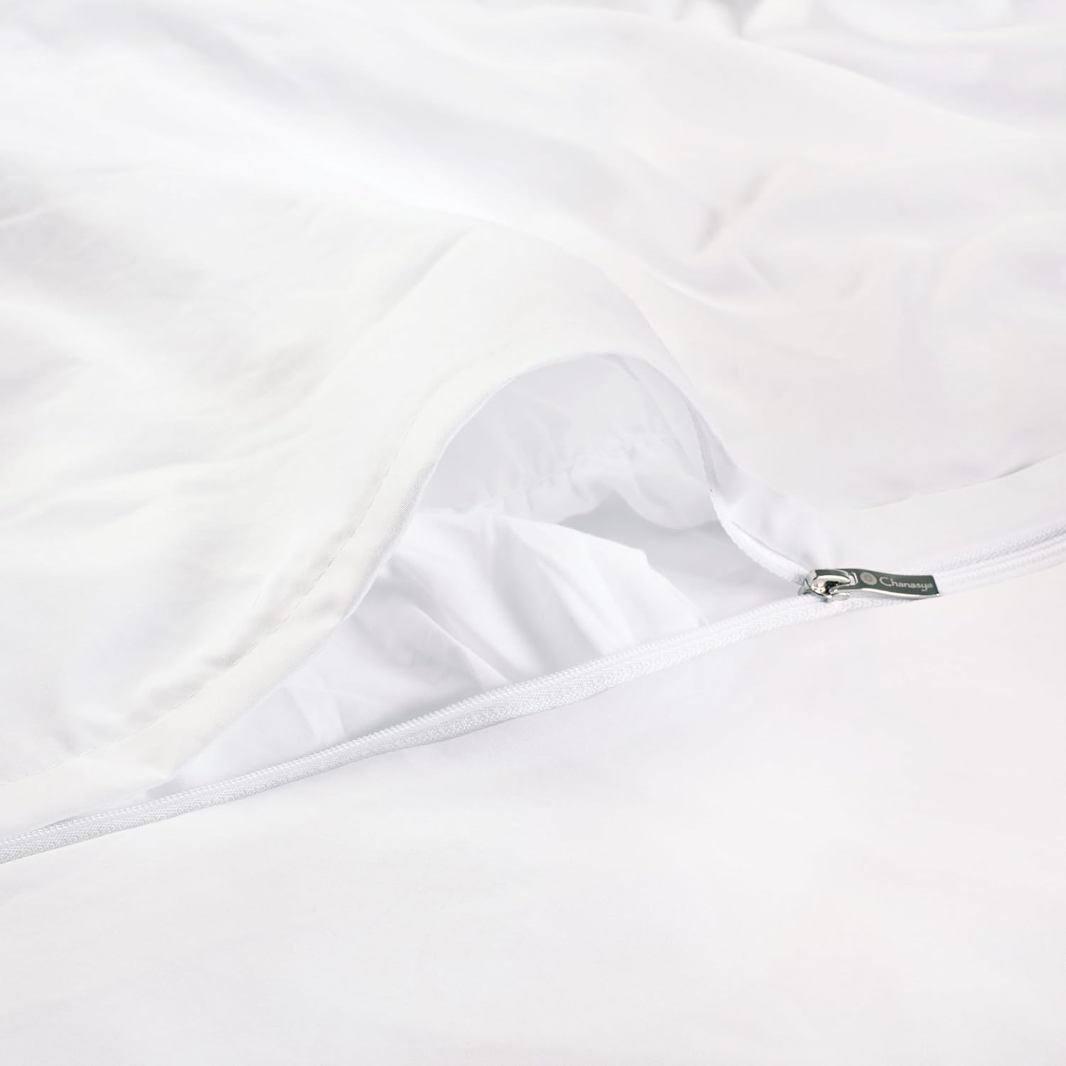 Chanasya Premium Ruched Textured Duvet Set - Washed Microfiber Boho Shabby Chic Soft Ruffled Pleated Microfiber Duvet Set - 1 Duvet Cover & 2 Pillow Sham - 3-Piece Set - White, King Size