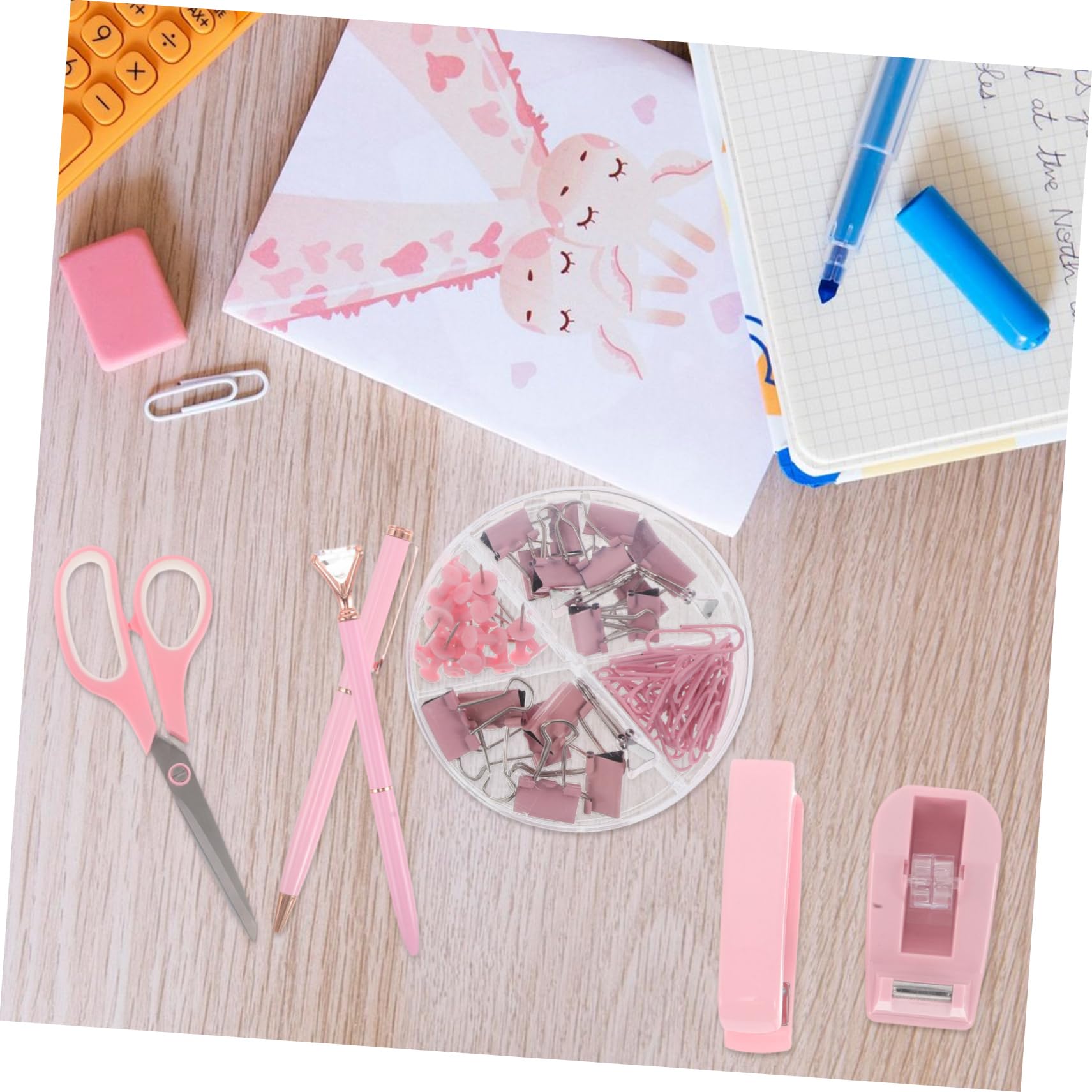 Bürohefter Satz 1 Satz aus Kunststoff Eisen und Papier Rosa | Klebebandabroller und Tackerentferner, für Büro und Studium, Stilvoll für Frauen