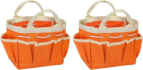 HARFINGTON 2 bolsas de herramientas de jardín de 7.5 x 4 x 5 pulgadas, grande, Oxford, impermeable, con bolsillos, bolsa de mano de jardín,
