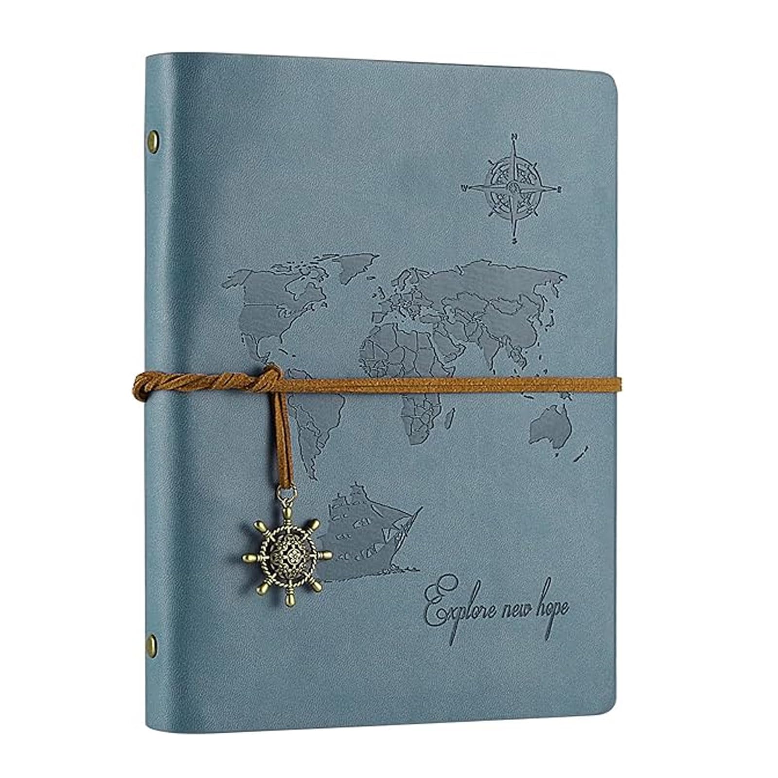 Aomiduo 200 Pages Blank Refillable Notebook, 200 Pages Vintage Travel Journal, PU Leather Diary — image 1