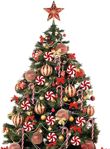 Miniatura 3 de 30 adornos colgantes de bastón de caramelo para árbol de Navidad, adornos colgantes de menta para Navidad, manualidades, fiestas, suministros
