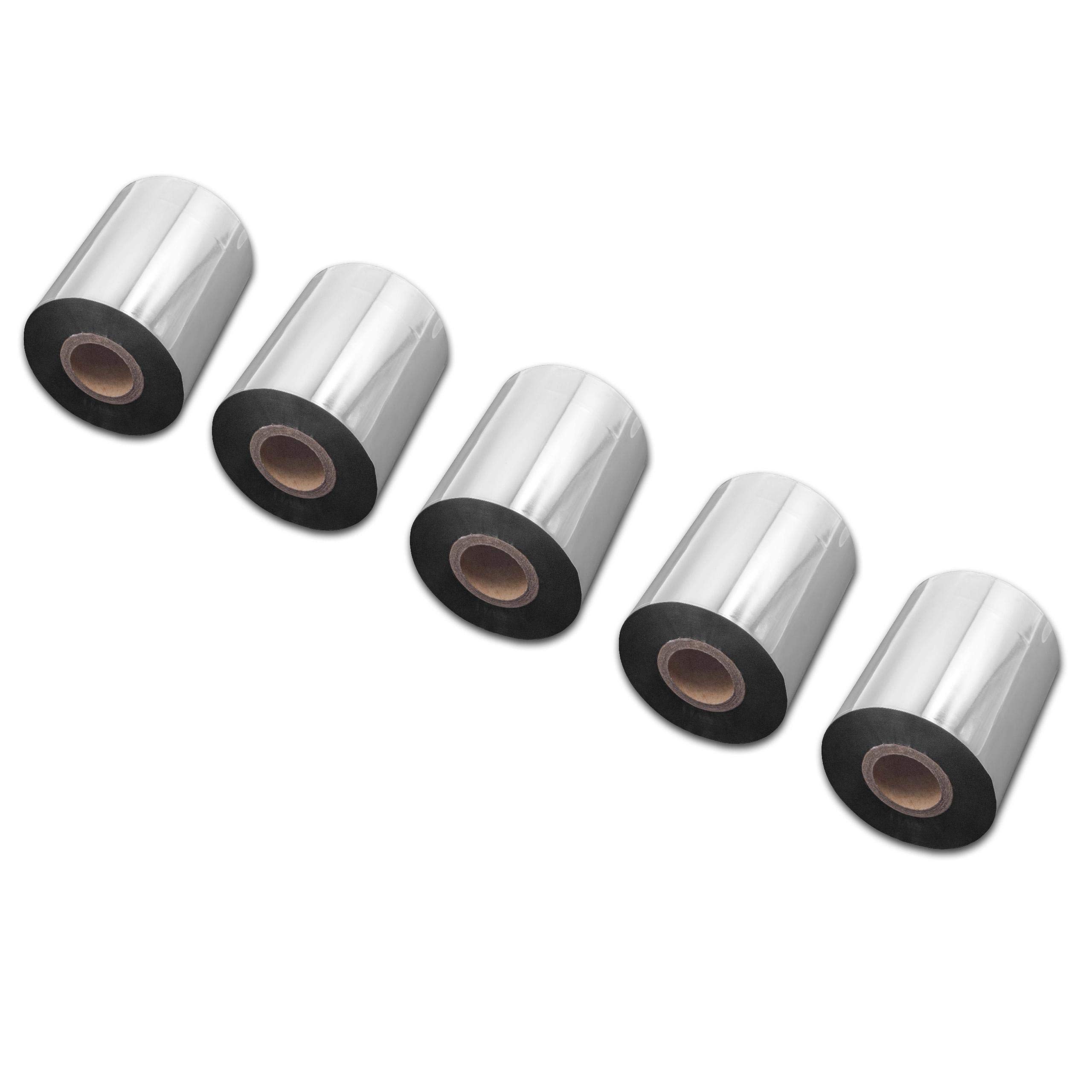 vhbw 5x nastro trasferimento termico compatibile con Toshiba Tec B-FV4T, B-EX4T2 etichettatrice, indelebile, 80mmx300m, cera/resina