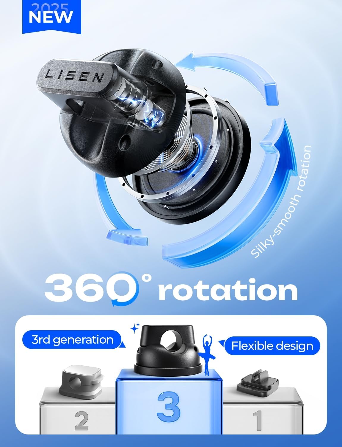 6-Pack Rotatable Cord Holder for Nightstand, LISEN 360°Rotating Magnetic Clips, No-Residue Strong Adhesive Cord Organizer for Desk, Phone Cord Holder for Home, Car, Office Desk Accessories - Image 2