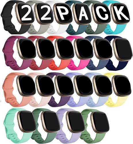 aczer-Y Correa de reloj Fitbit Versa 4, Versa 3, Sense 2, Sense Sport, 22 colores clásicos de repuesto de TPU con hebilla de acero inoxidable para