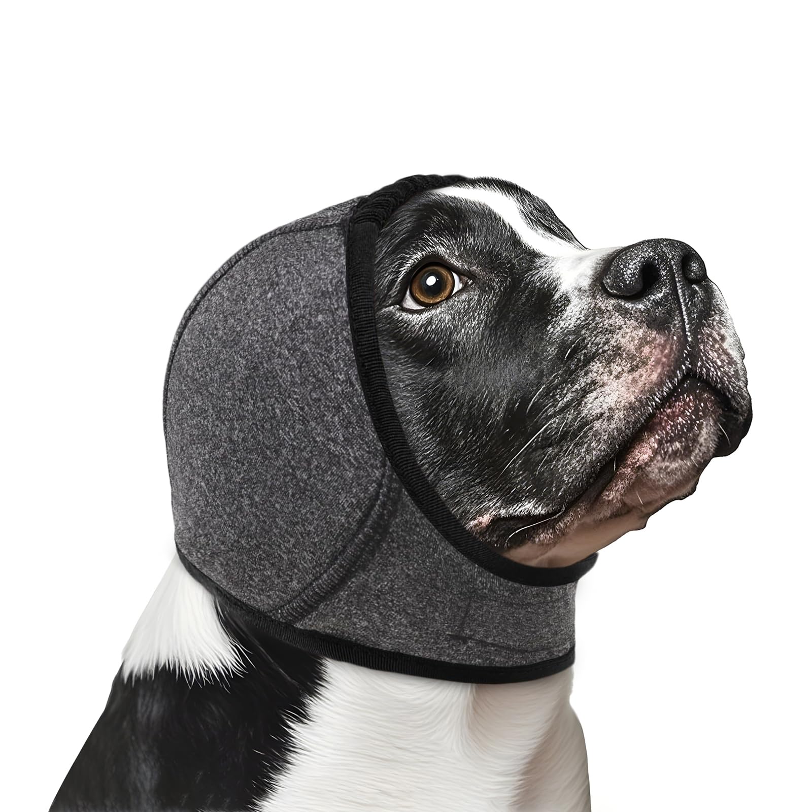 NACOCO Dog Calming Hoodie - No Shake Water Resistant Ear Wraps for Dogs Anxiety Relief &amp; Noise Protection Dog Head Wrap Pet Ear Cover Muffs for Swim Bathing Hematoma(Dark Grey, L)