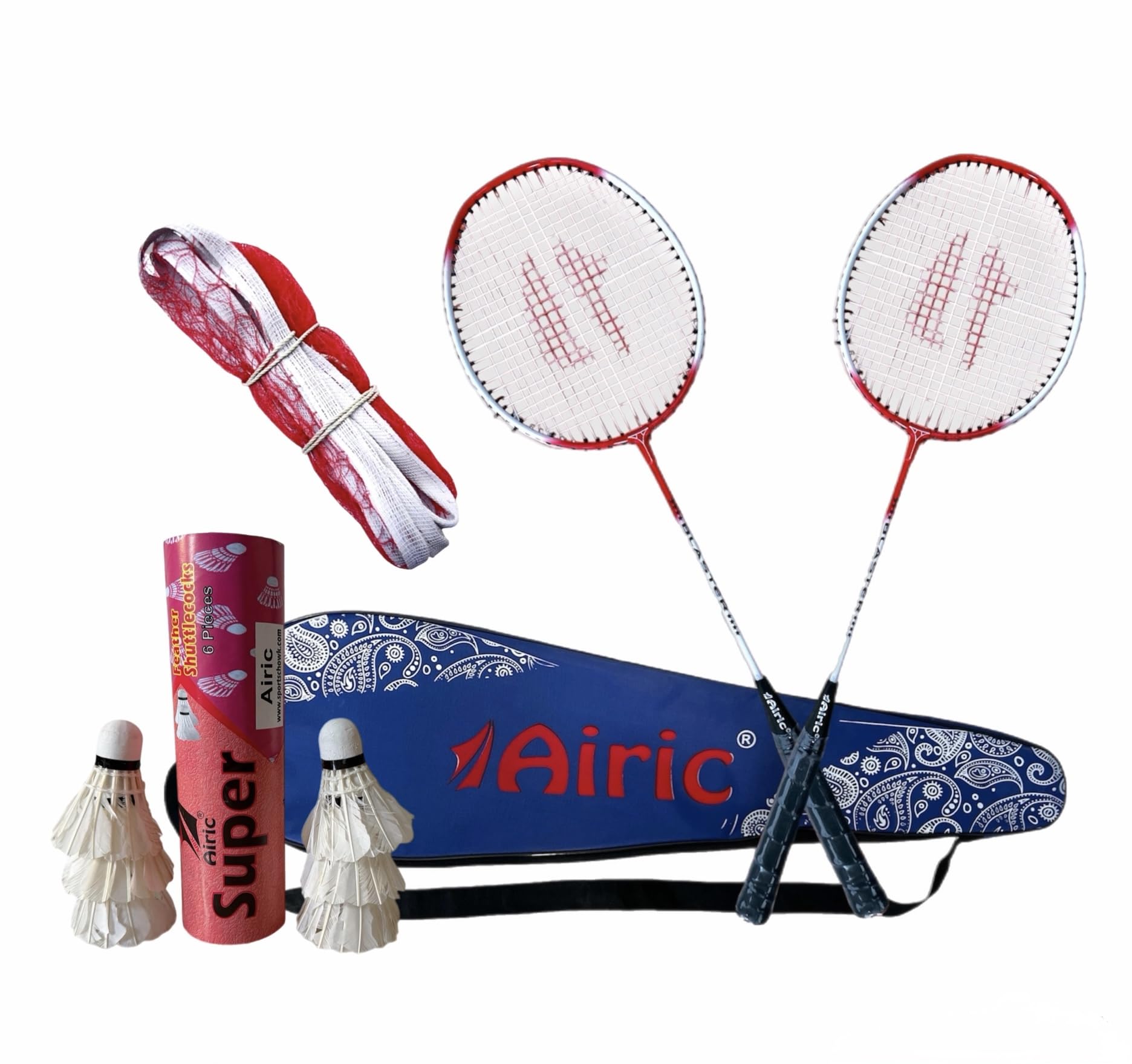 Isometric Blaster with 6 Premium Feather Shuttles, Net and Cover (Red)-image-42