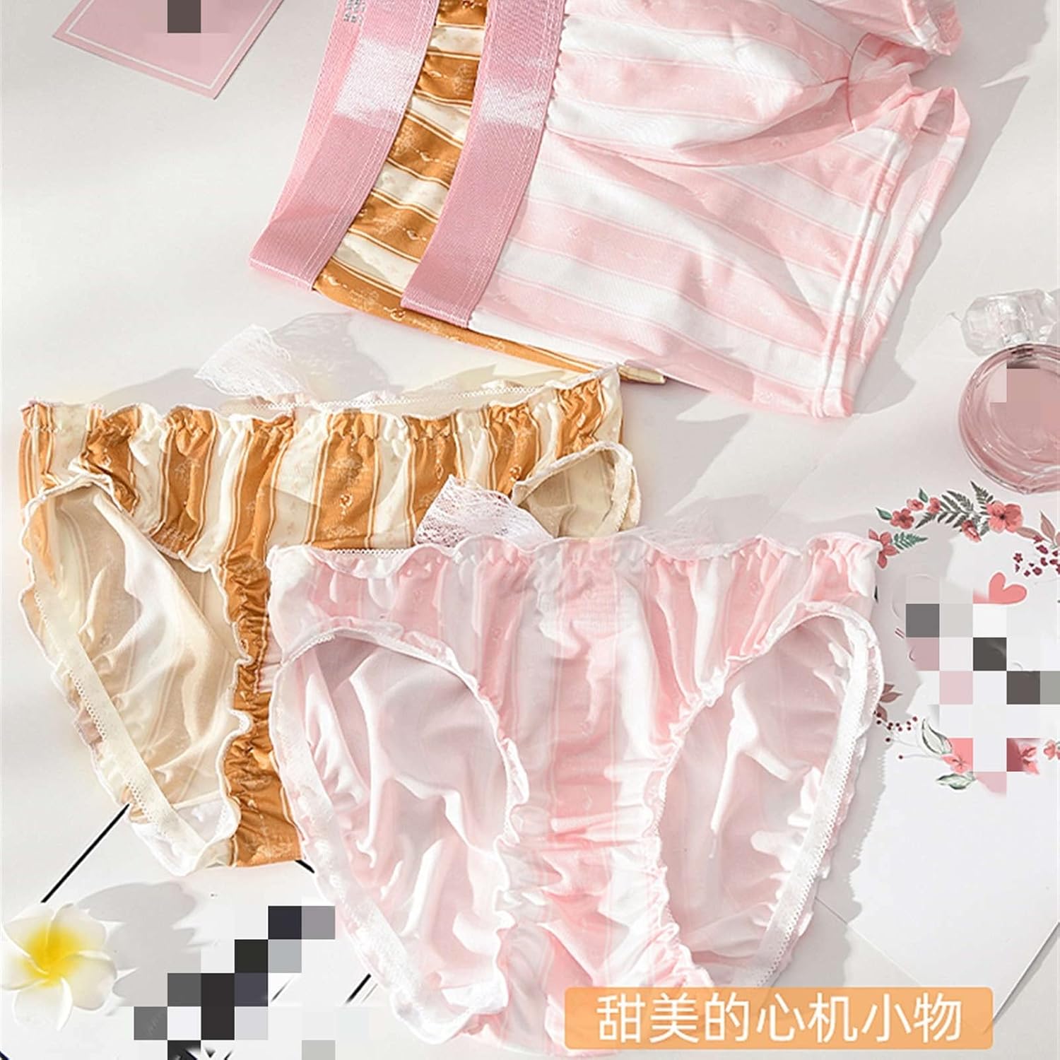 Lovely Panties Couple Models Panties Sweet Undies for Two Breathable Sexy lace (Color : Pink, Size : Mens XL+Womens L)