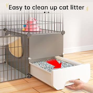 Oneluck Large Cat Cage with Litter Box, 4-Tier DIY Enclosures Detachable Metal Wire Kennel Indoor Crate Large Exercise Place Ideal for 1-2 Cats (41.3 L x 17.8 W x 55.1 H)