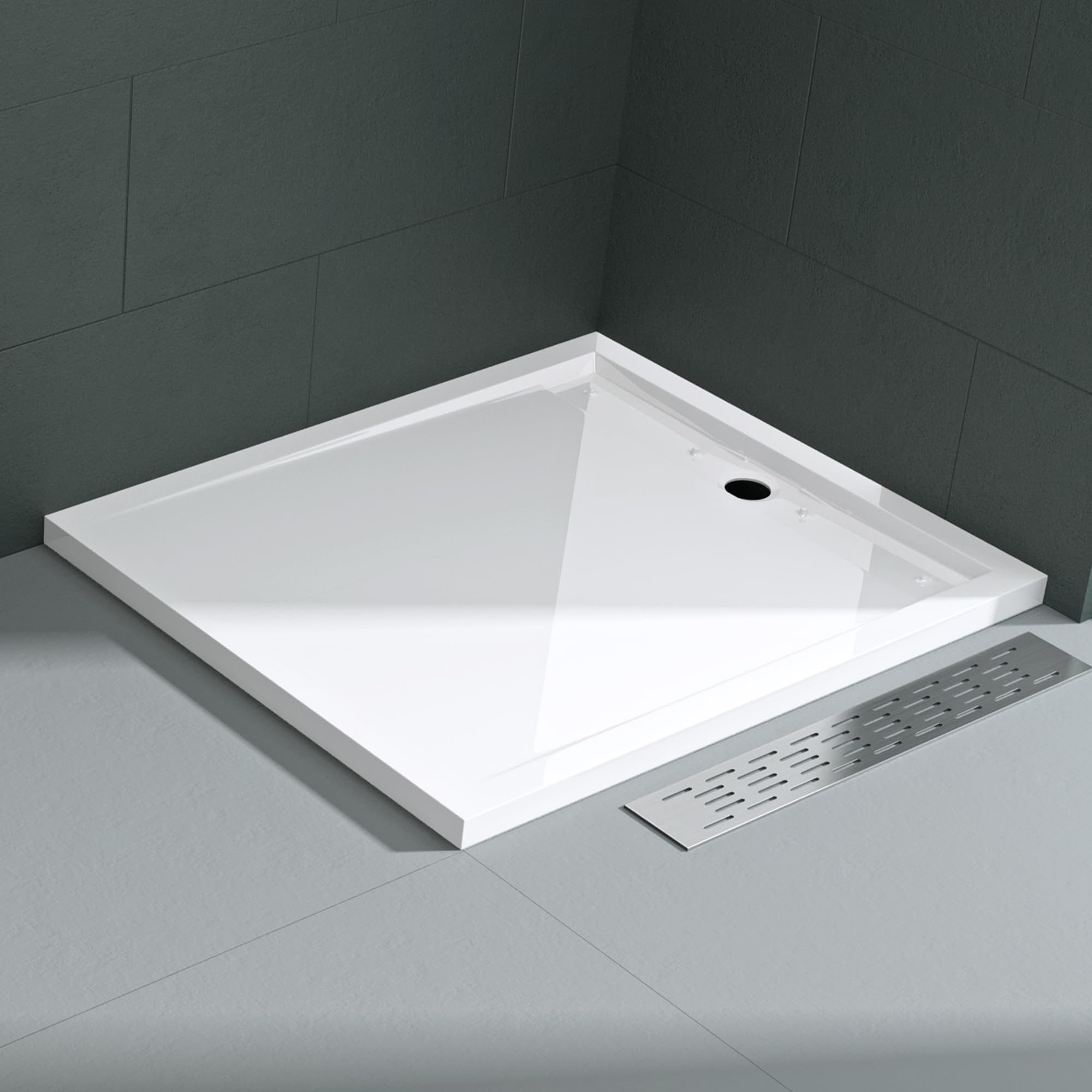Mai & Mai Plato de Ducha Rectangular 100x120 cm Blanco | Acrílico de Diseño Moderno | Altura 5 cm | Antideslizante | Xetro04