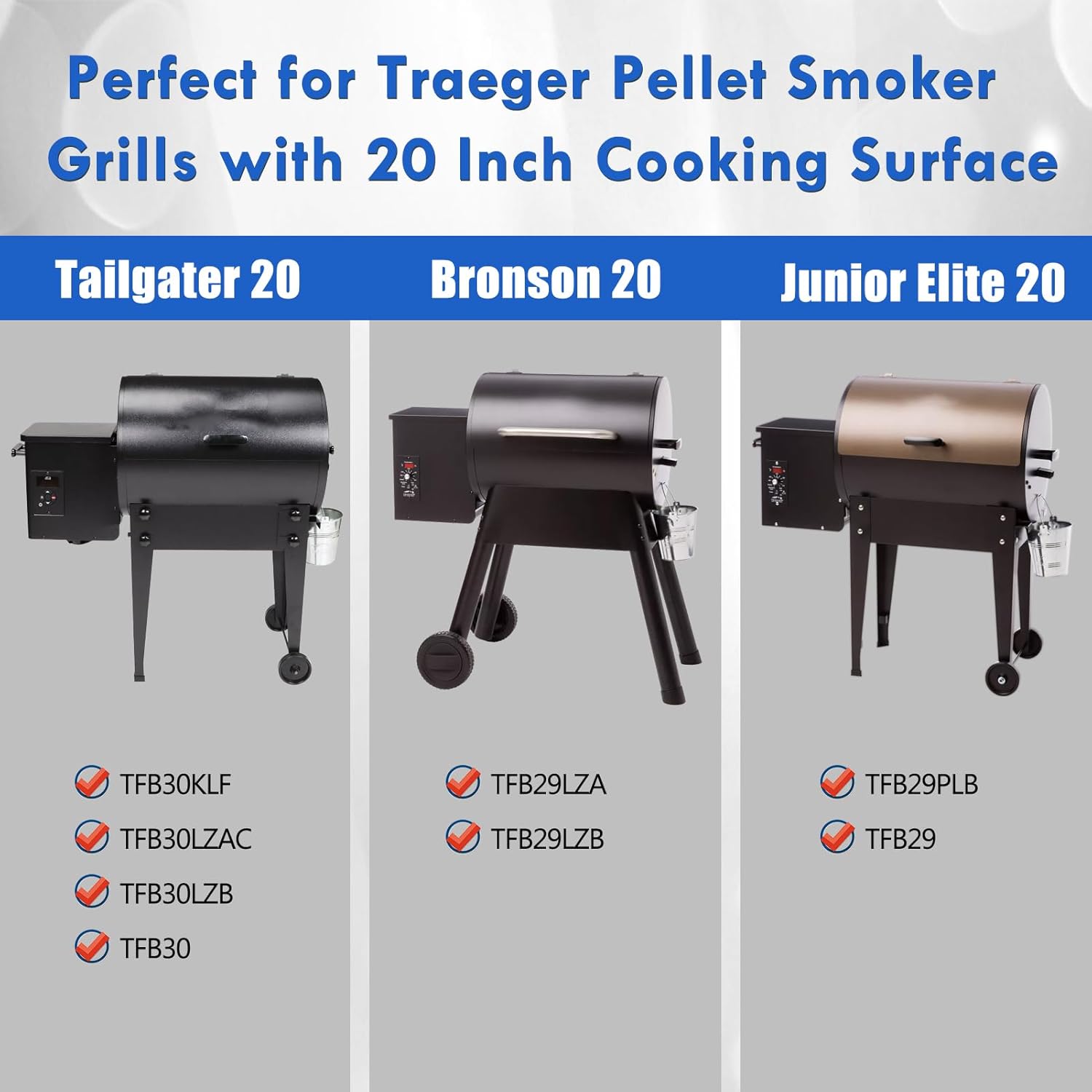 SUB025 Drip Tray Replacement Parts for Traeger Tailgater 20 Drip Pan TFB30KLF TFB29PLB TFB29LZA BBQ055 TFB30LZAC Jr Elite Bronson 20 Grease Tray Stainless Steel Drip Plates Smoker Grill Accessories