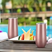 Vista 4 de Lifecapido Paquete de 6 Vasos de Champán Sin Tallo, 355ml Copas de Champán Aisladas, Vaso de Champán de Acero Inoxidable Sin Tallo, Vaso de Champán
