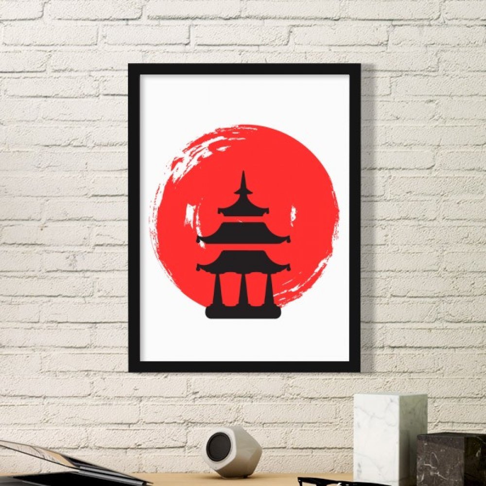 Temple rouge du Japon peinture abstraite pour habiller un petit mur