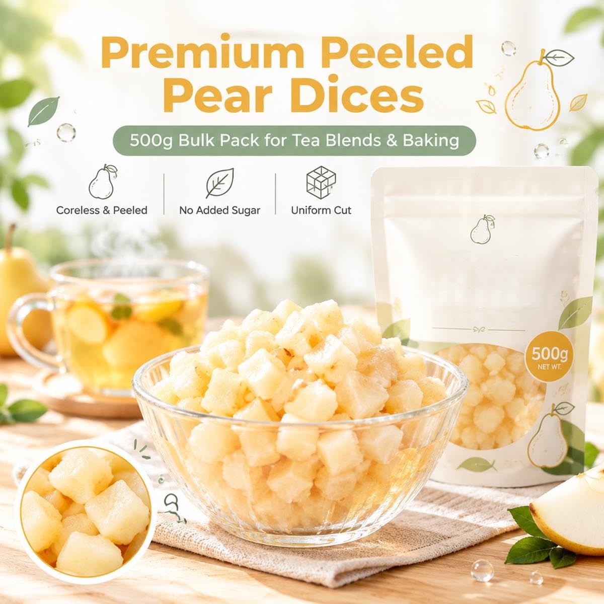Morceaux De Poire Séchée, Pelés Et Épépés, Thé & Pâtisserie, 500g