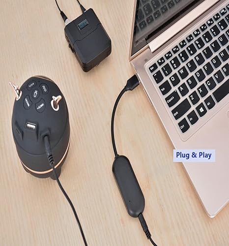 Miniatura 3 de Micrófono Lavalier inalámbrico con receptor USB, distancia de recepción de 132 pies, captación de sonido sensible, reducción de ruido inteligente,