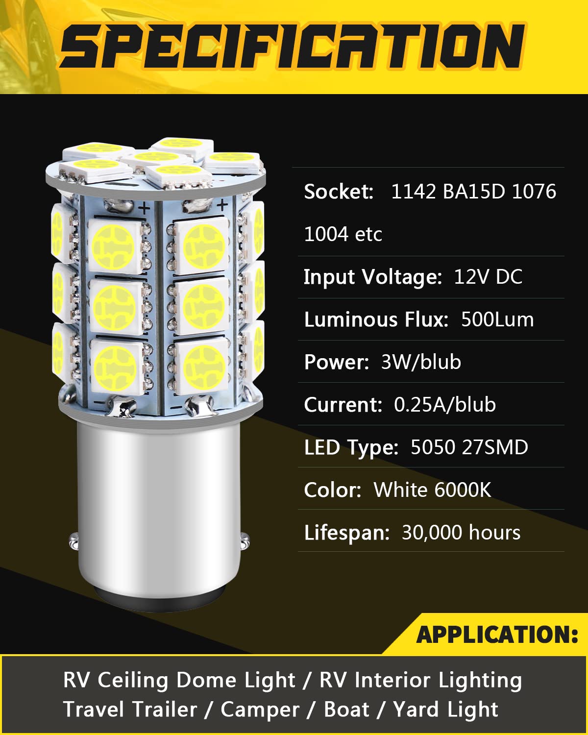 Defvnsy Ampoule LED P21W 1156 BA15S, Super Lumineuses Blanc 6000K Ampoules 12V, avec 18SMD 5050 Ampoule LED Voiture pour Clignotants, Feux Arrière, Feux de Jour, Feux de Recul, Feux de Freinage