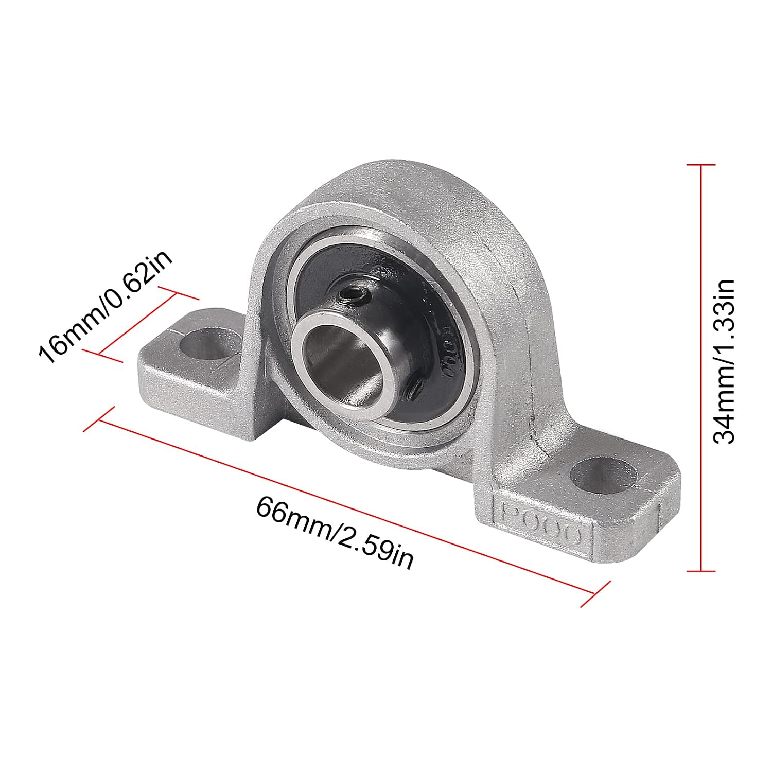 6PCS KP000 (KP10) 10mm Pillow Block Bearings Mounted Flange Self Aligning 10mm Bore Zinc Aluminum Alloy Support for Diameter 0.39" Linear Shaft Rod