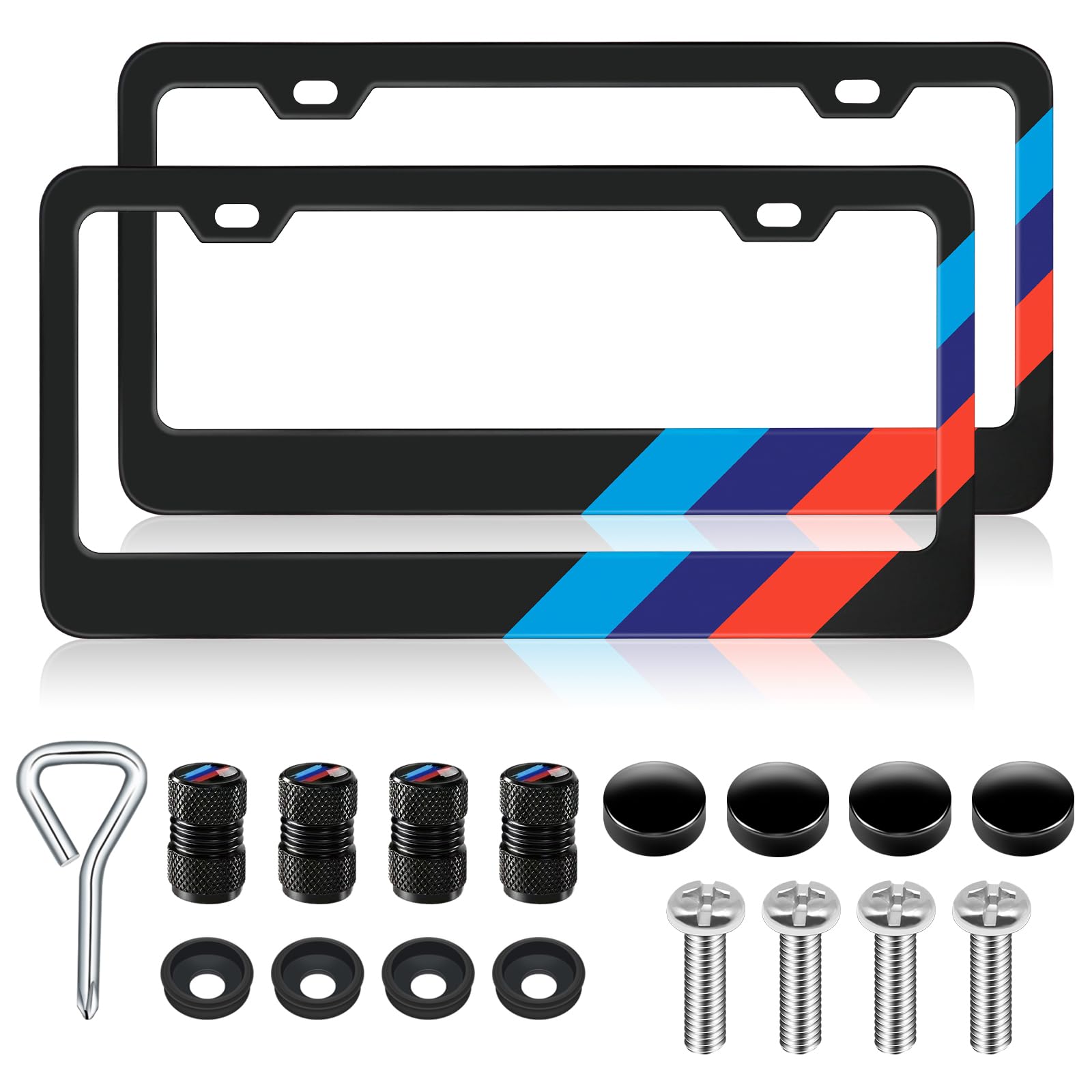 License Plate Frames for BMW Accessories Universal Solid Rust-Proof Aluminum Matte Black License Plate Cover for Front and Rear Car Tags (2 Pcs)