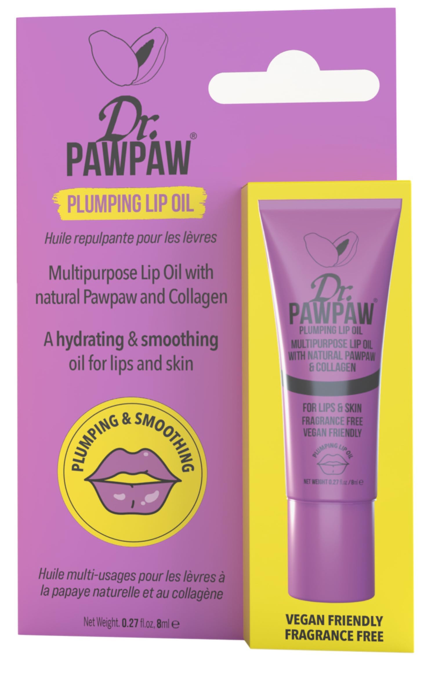Dr. PawPaw Multipurpose Plumping Lip Oil - Intensely Nourishing Hydrating Lip Oil - for Women with Aloe Vera, Olive and Castor Oil (8ml)
