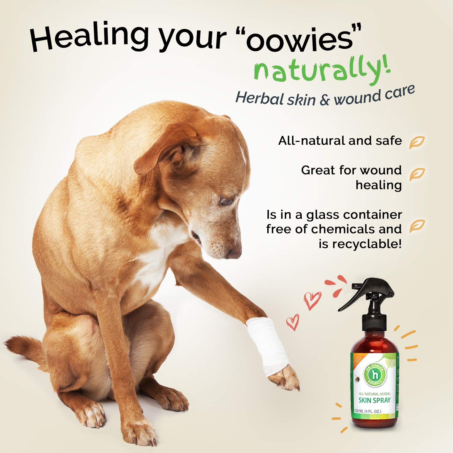 DR. DOBIAS Skin Spray Herbal Skin & Wound Care, Natural herbal skin