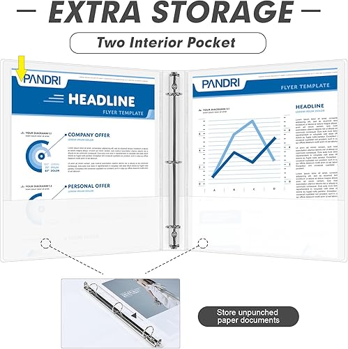 Miniatura 3 de PANDRI - Carpeta de 3 anillos de 1 pulgada, paquete de 6 carpetas de 1 pulgada para papel de tamaño carta de 8.5 x 11 pulgadas, carpetas versátiles