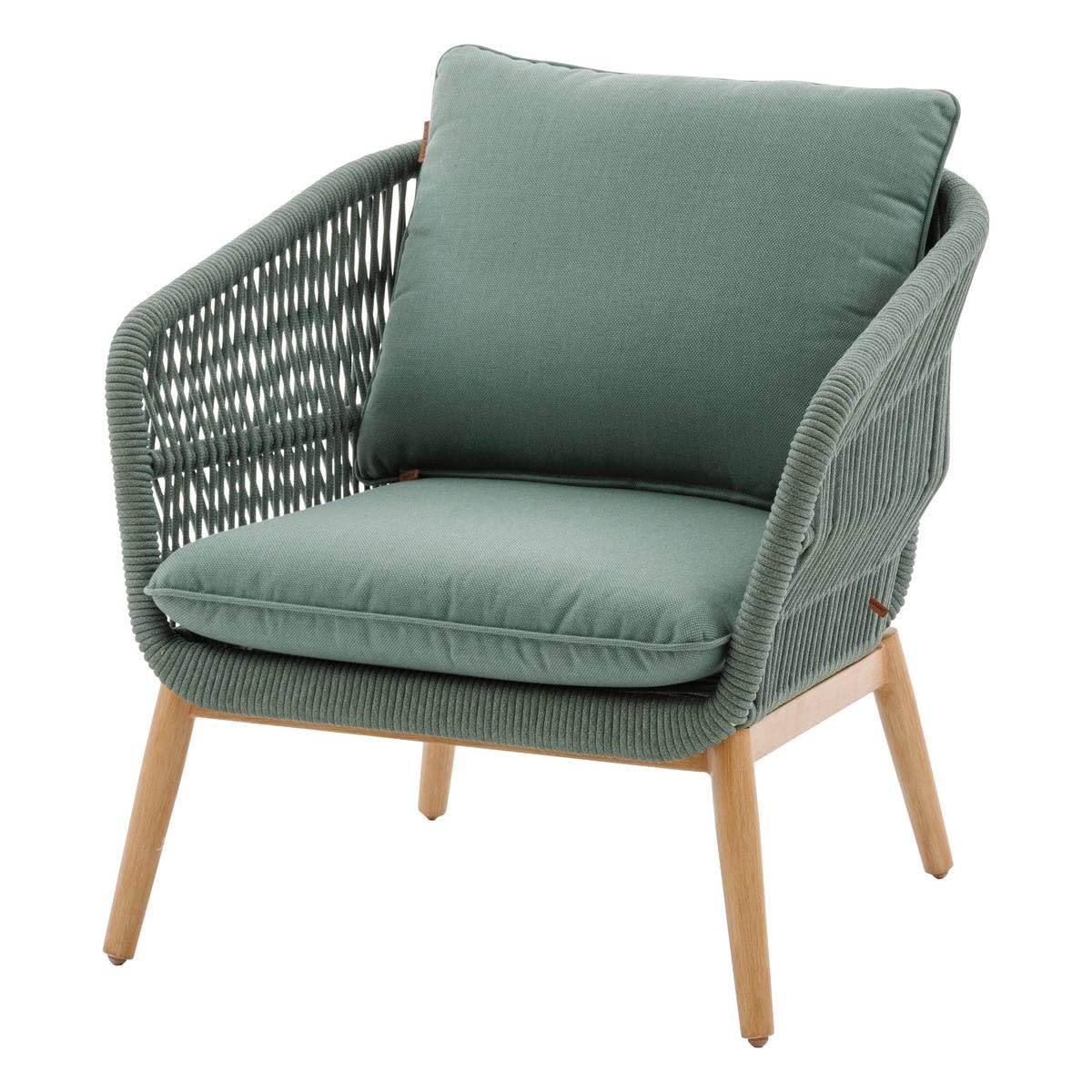 HESPERIDE - Fauteuil de Salon Jardin Orissa Vert Olive - Acier Traité Epoxy Anti-Rouille - Coussins Déhoussables - Tissu Déperlant - Mobilier Terrasse