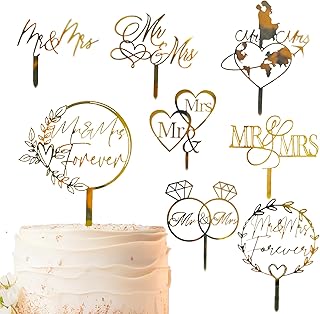 Gold Acrylic Wedding Cake Toppers (Mr & Mrs)